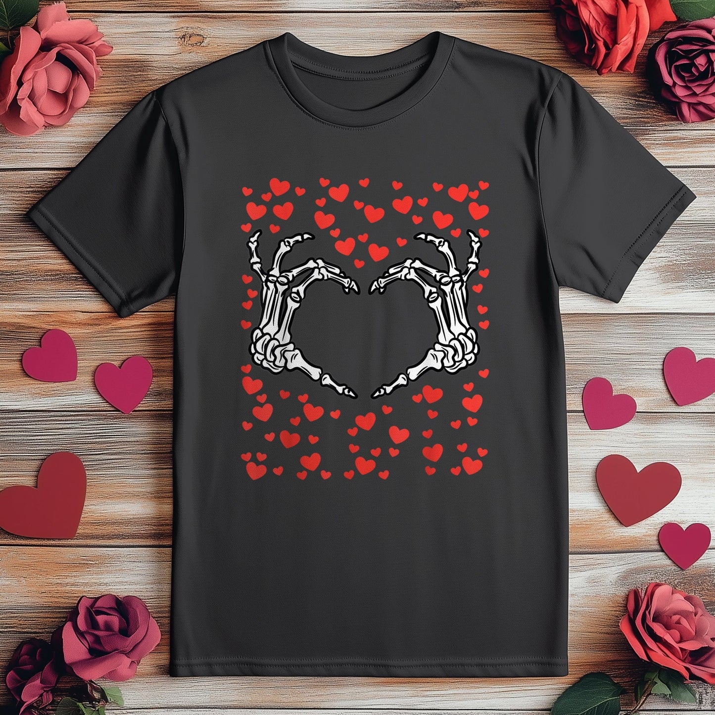Love Beyond the Grave Skeleton Hand T-Shirt