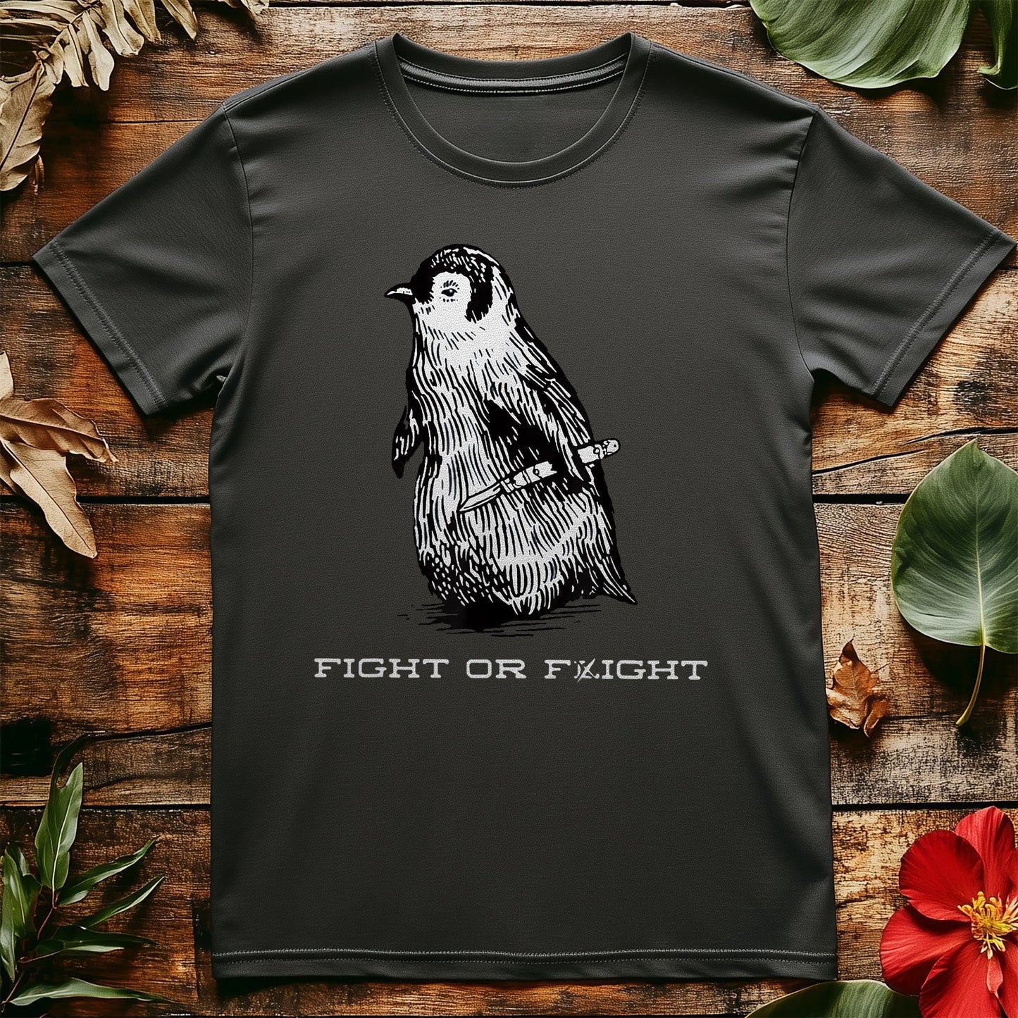 Fight or Flight Funny Penguin T-shirt