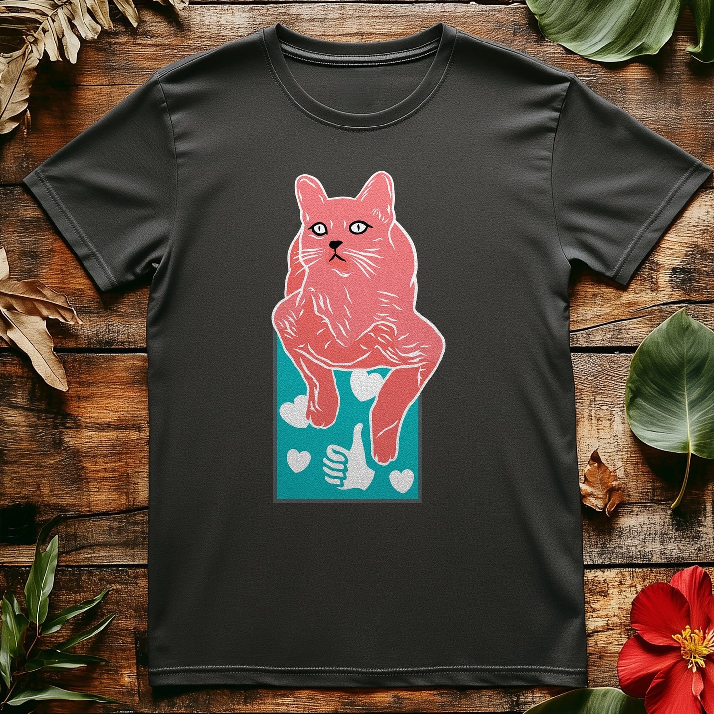 Cat Abstract Cyan T-Shirt -