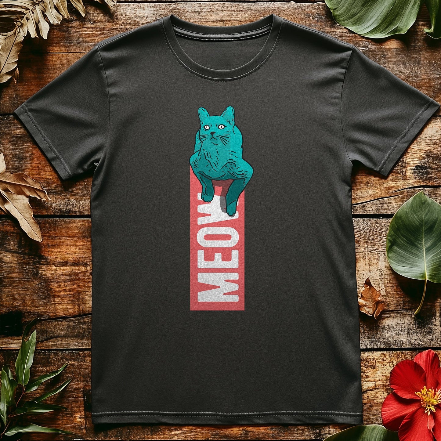 Cat Cyan Meow T-shirt