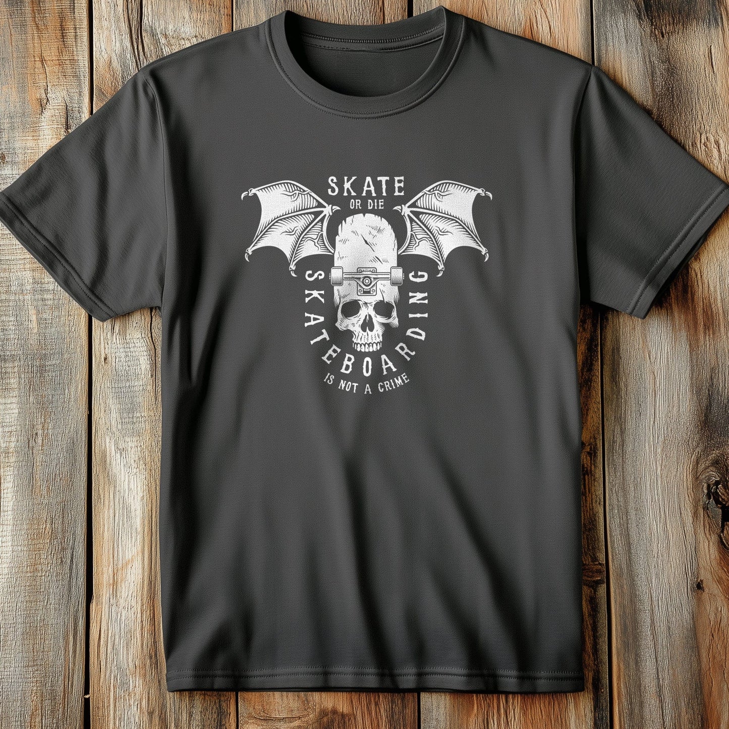 Skate or Die Skull Wings T-shirt -