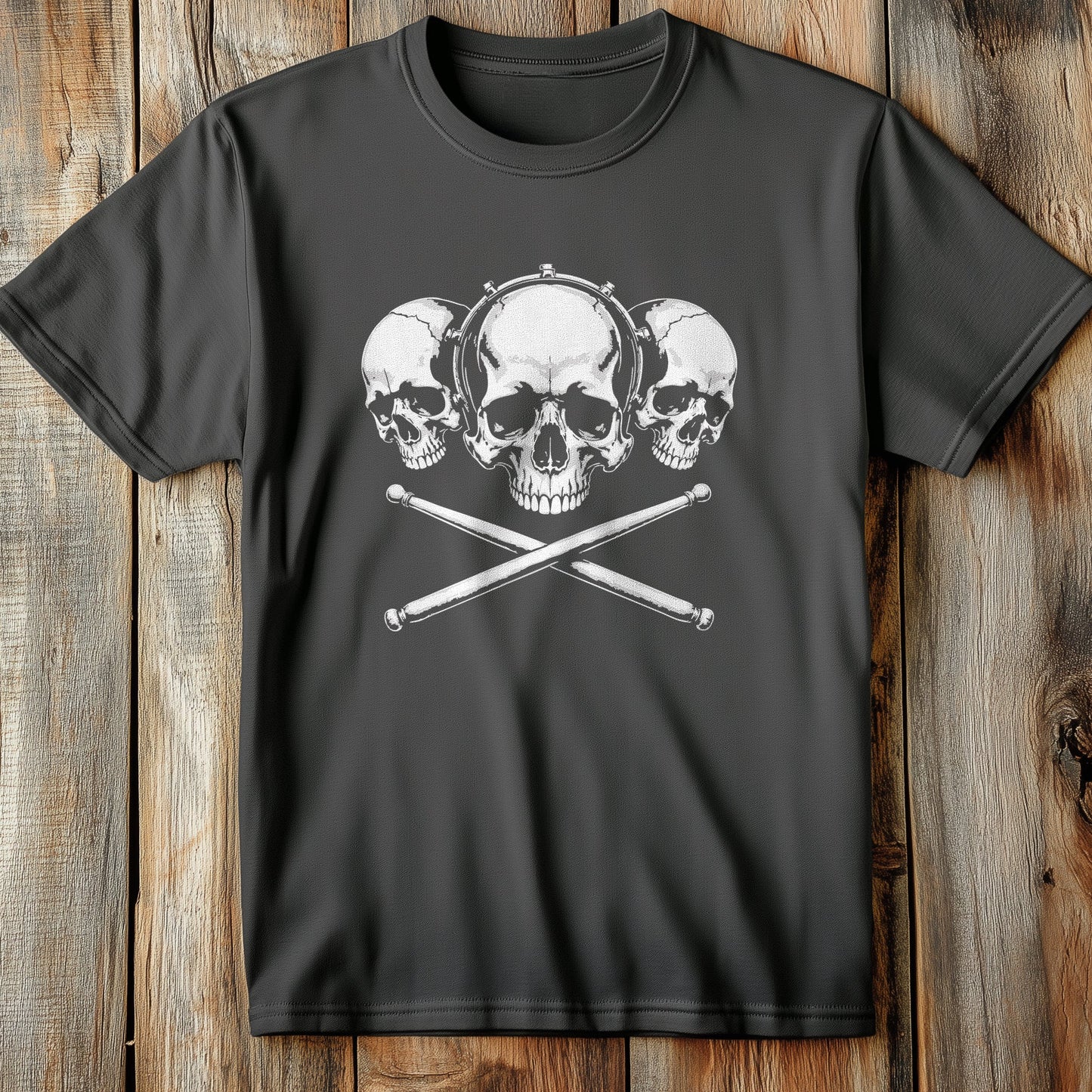 3 Skull Drum T-Shirt