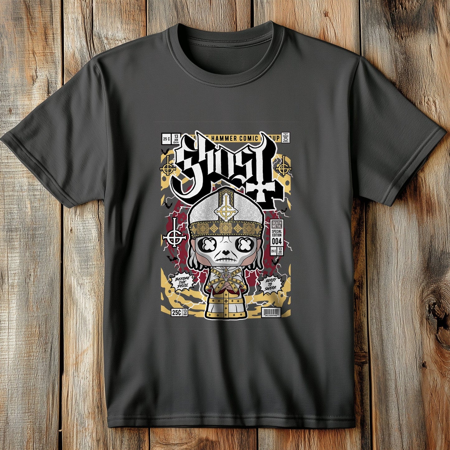 Rock Band Ghost Comic Book T-Shirt