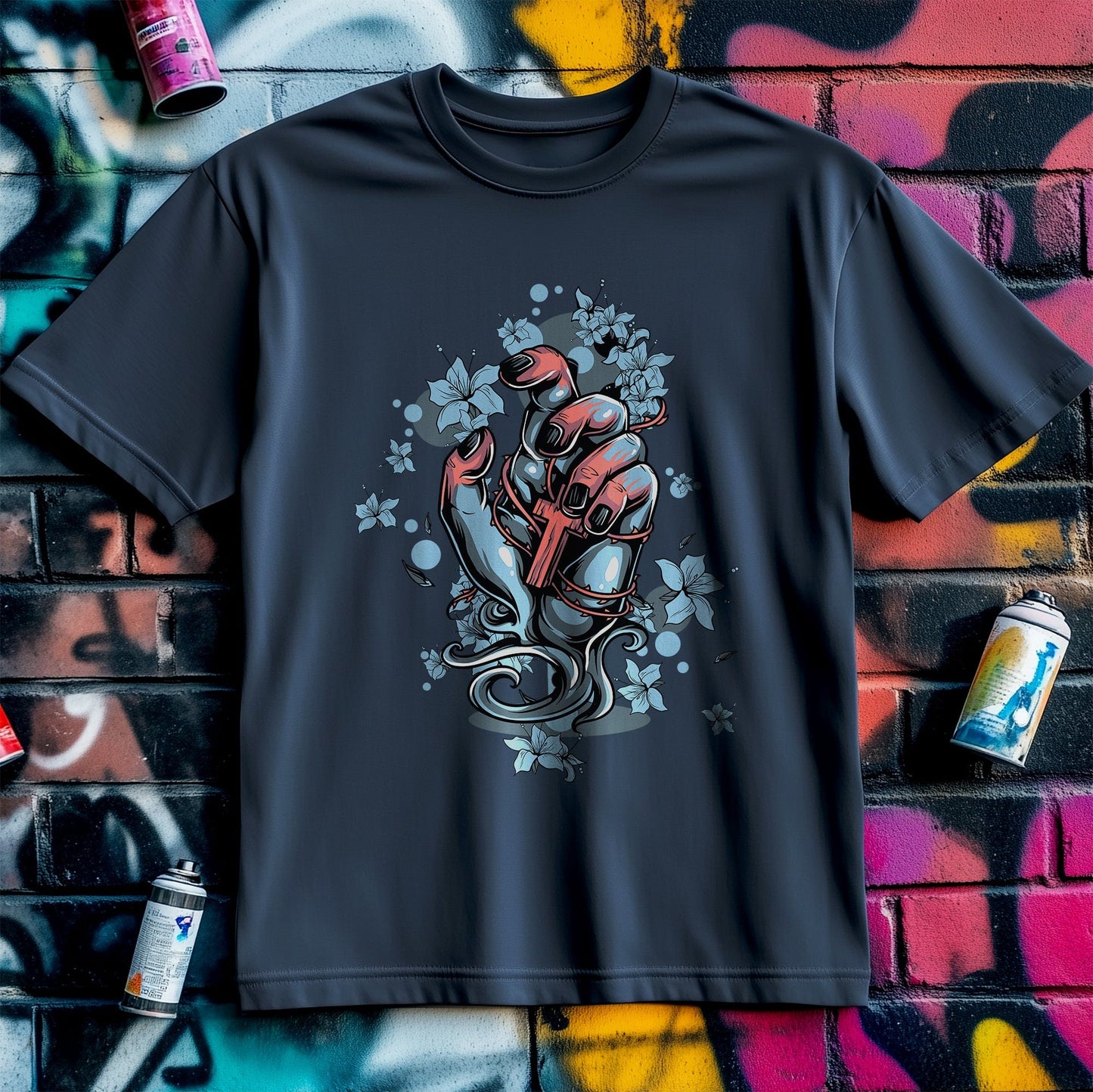 Cross In Hands T-Shirt - Blooming