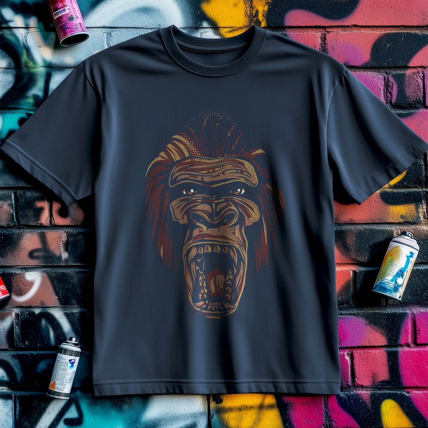 Detailed Gorilla Head T-Shirt