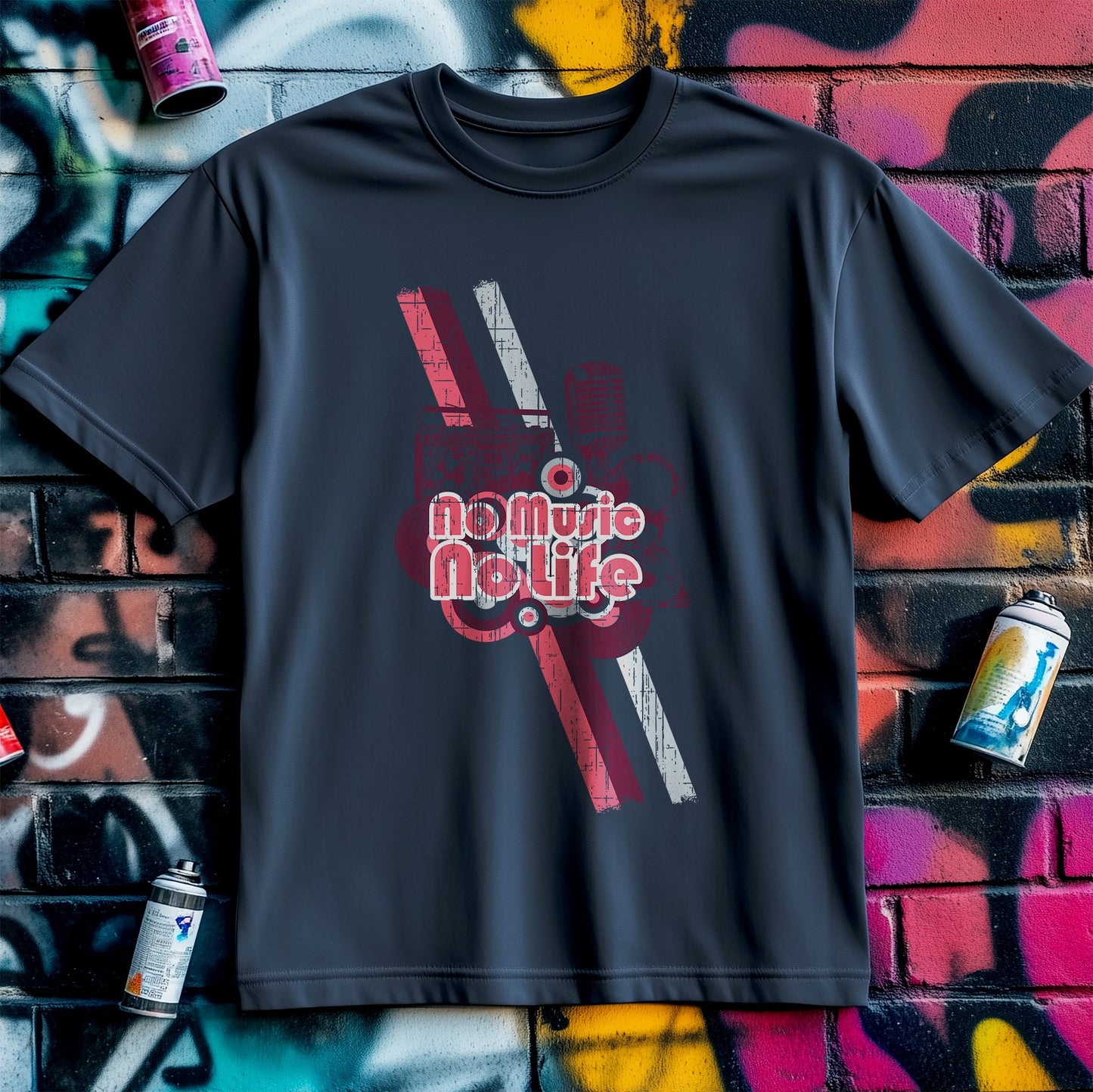 No Music No Life T-Shirt - Graffiti