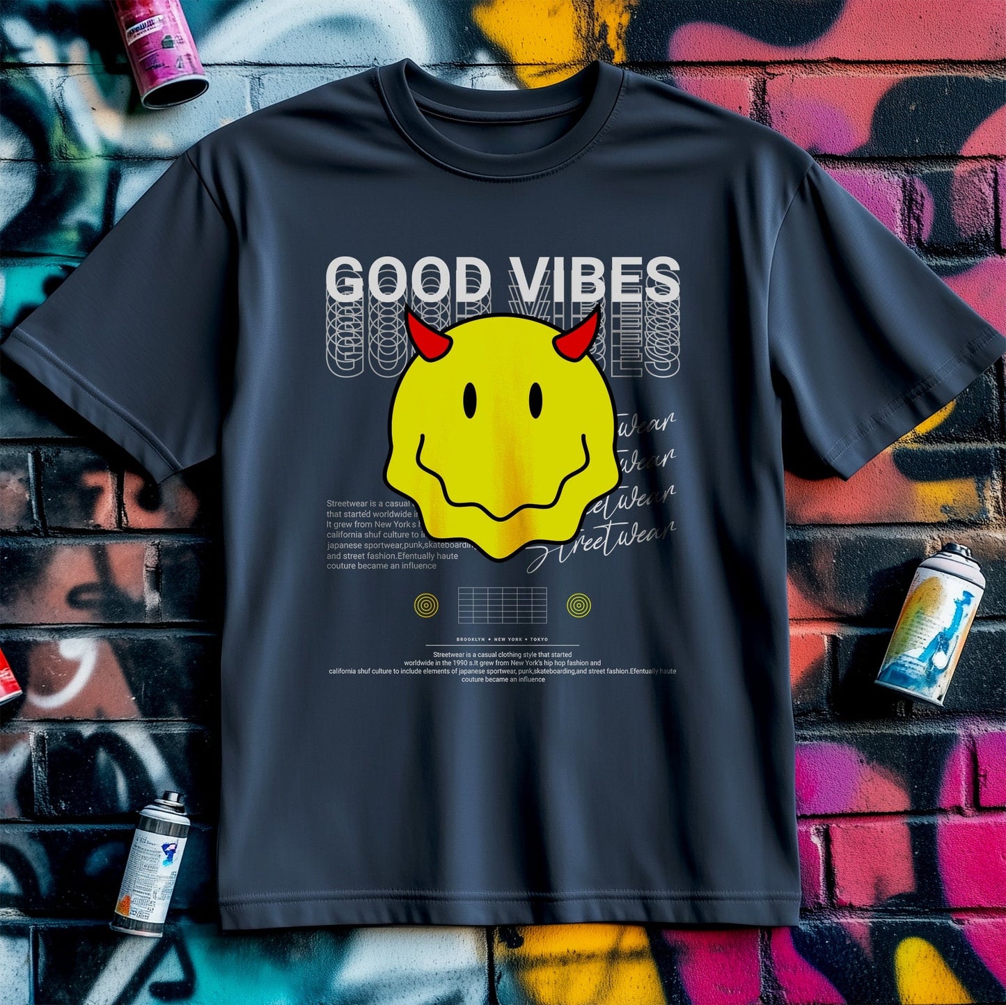 Good Vibes Smiley T-Shirt - Spread