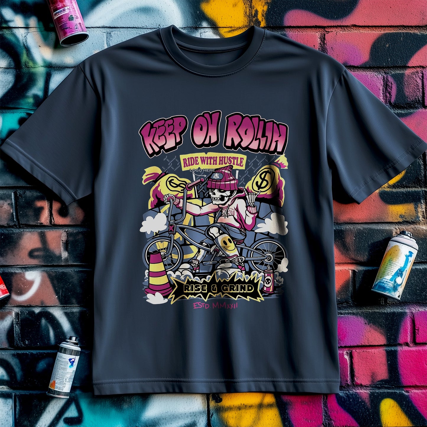 Keep On Rollin‚Äô Biker T-Shirt ‚Äì Ride