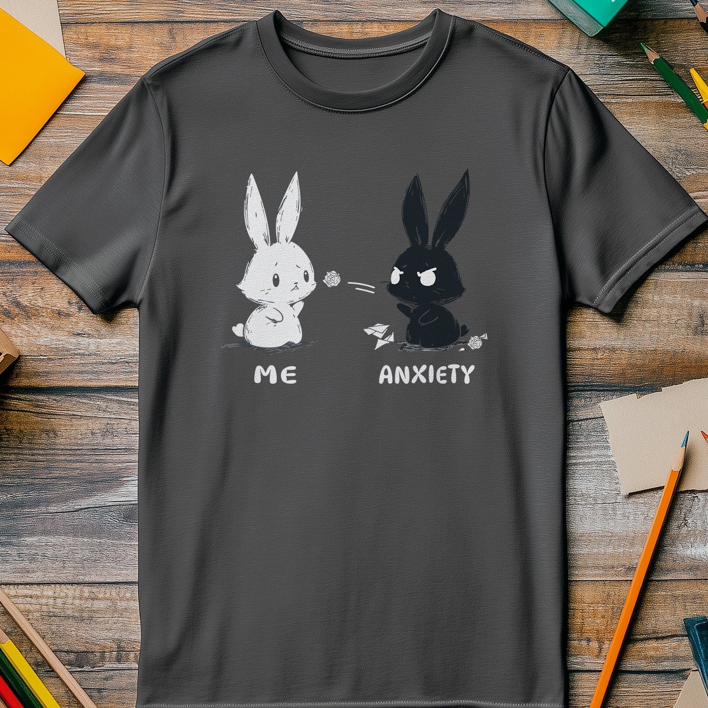 Me Anxiety Bunny T-shirt - Hilariously