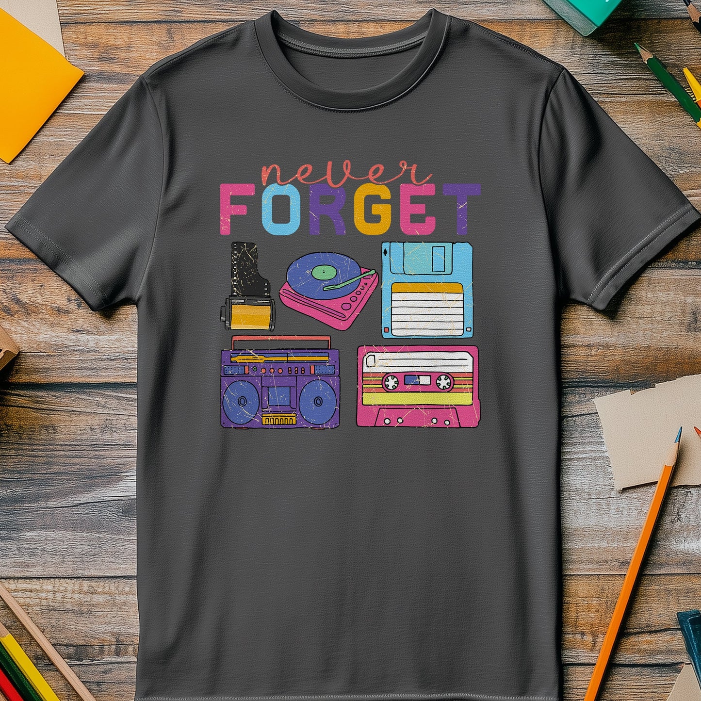 Retro Tapes Never Forget T-Shirt -