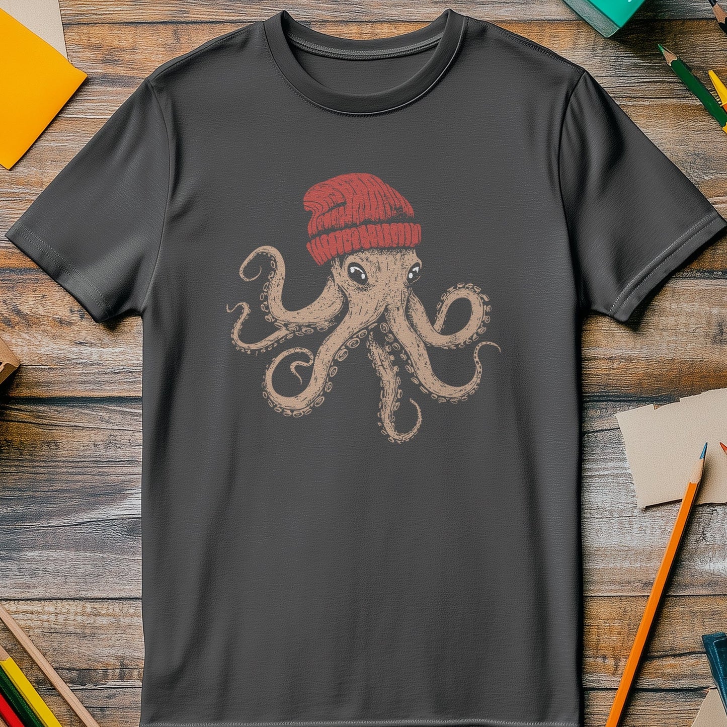 Octopus in a Beanie t-shirt