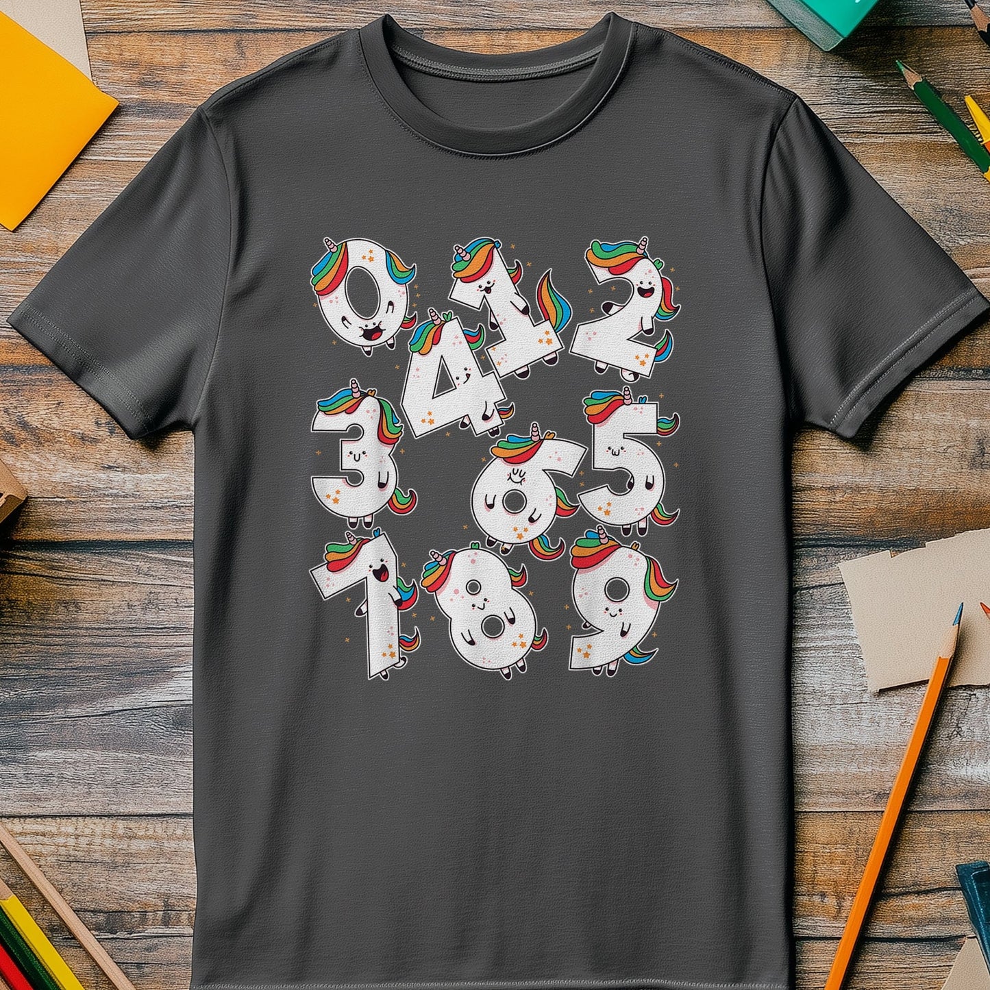 Unicorn Number Day Math Kids Tee