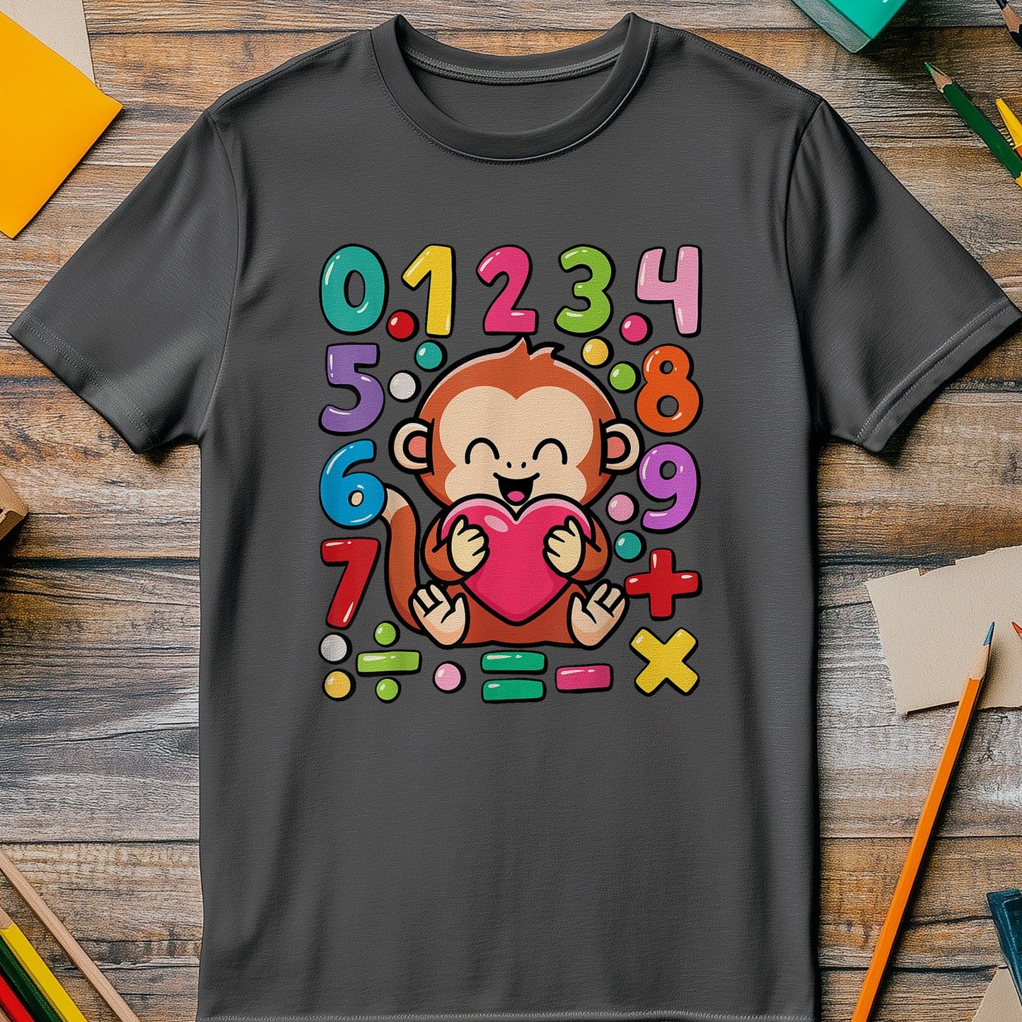 Monkey Number Day Math Kids Tee