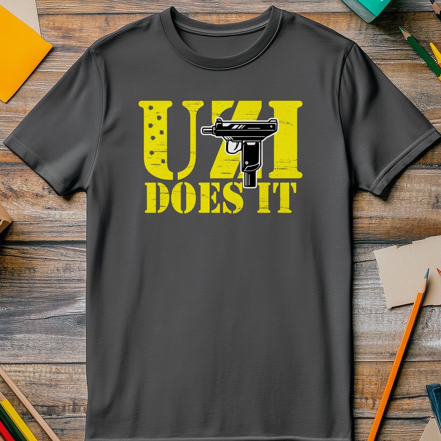 Uzi-Does-It T-Shirt - Funny and