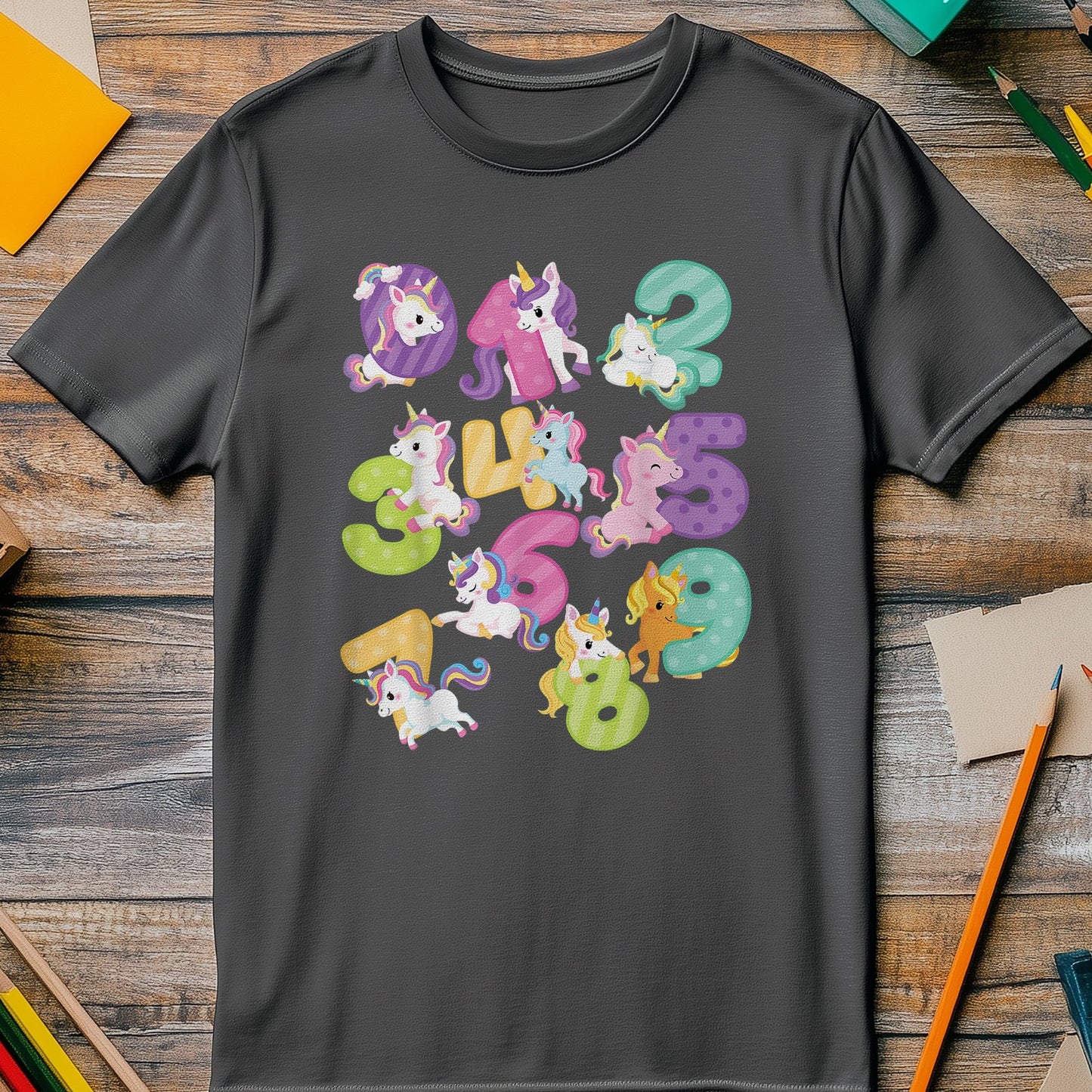 Cute Unicorn Number Day Math Kids Tee