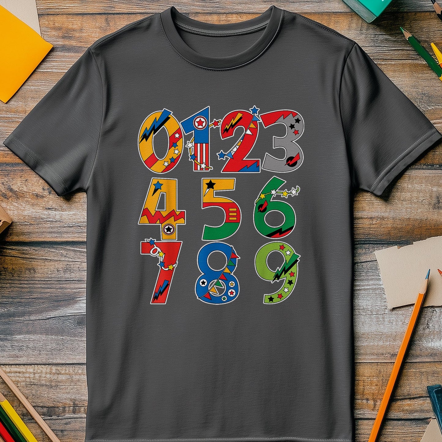 Superhero Numbers Day Math Kids Tee