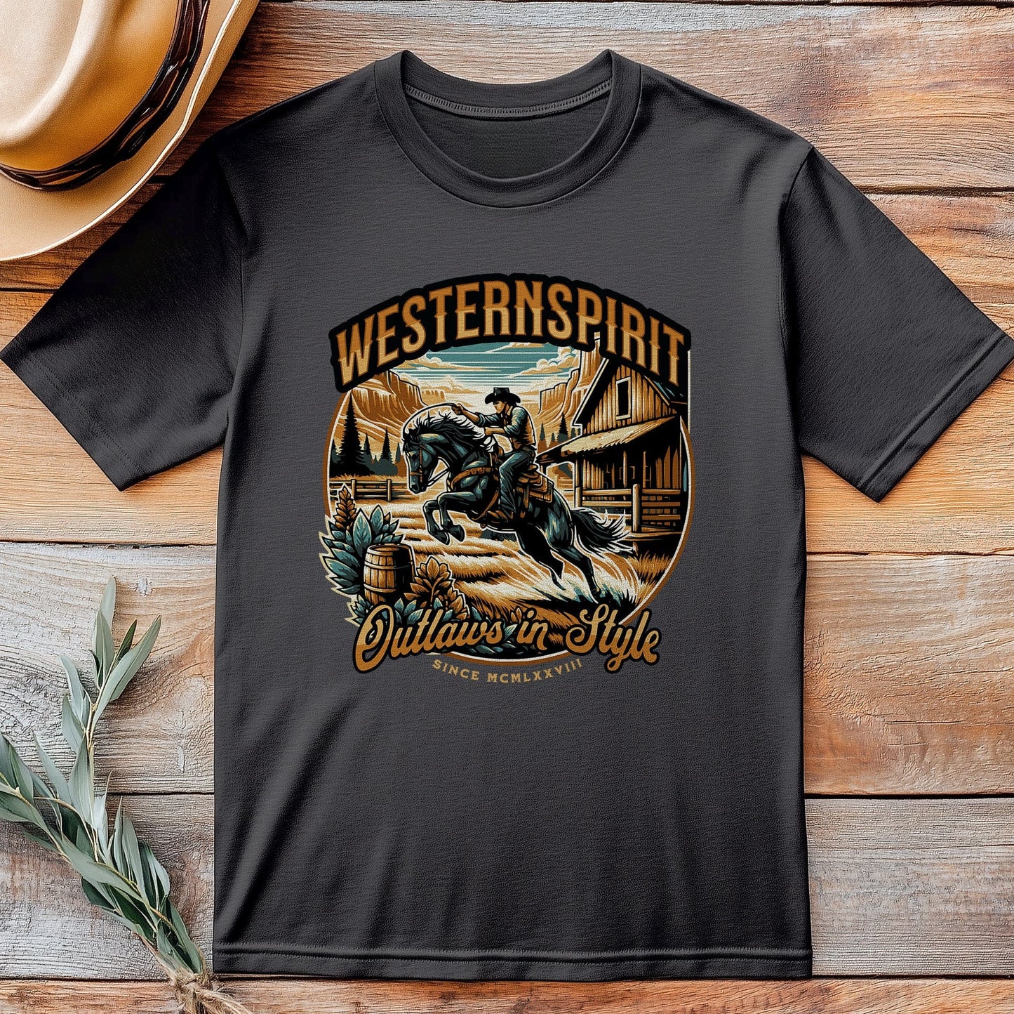 Western Spirit Cowboy T-Shirt - Saddle