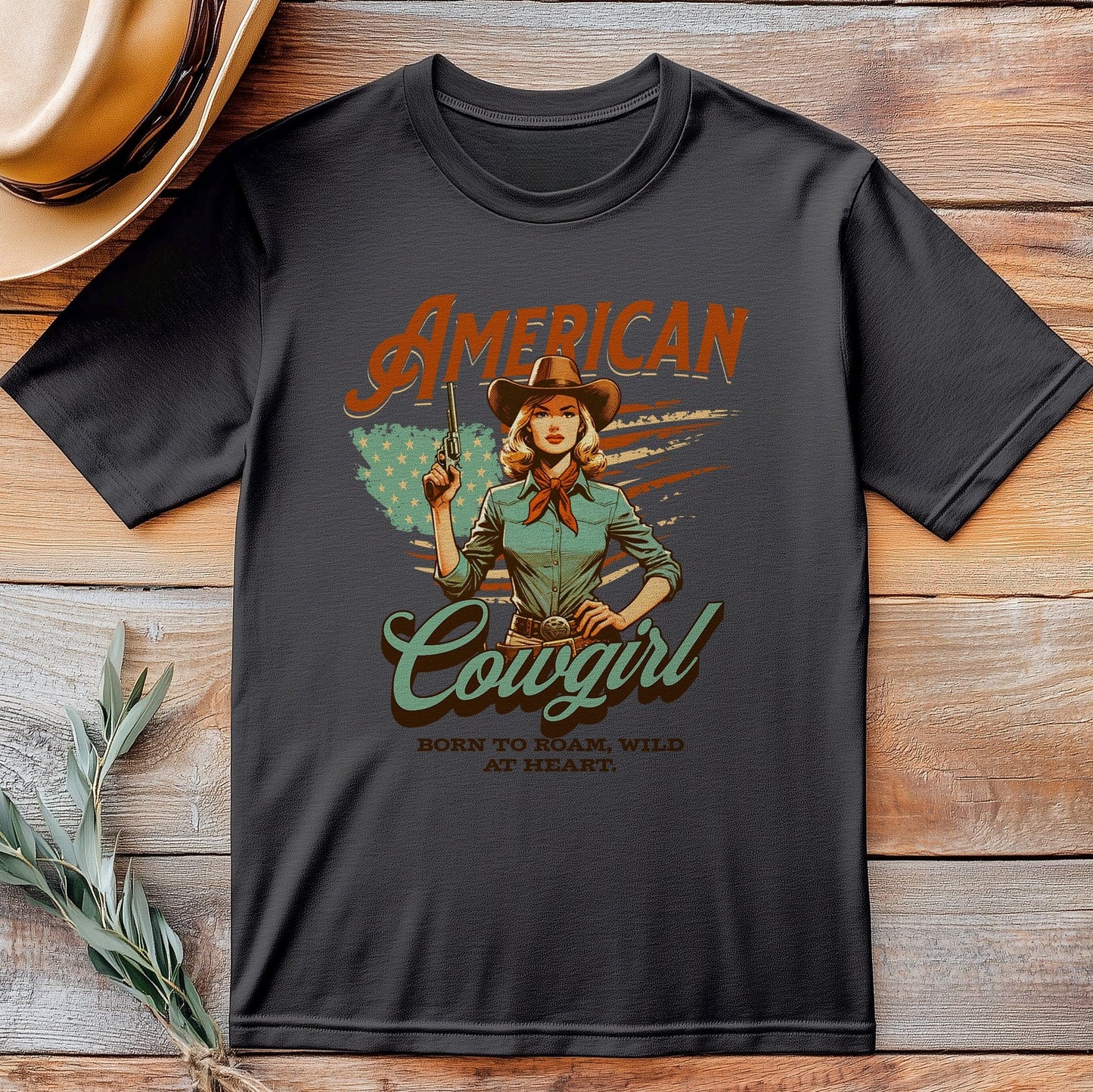 American Cowgirl T-Shirt with gun