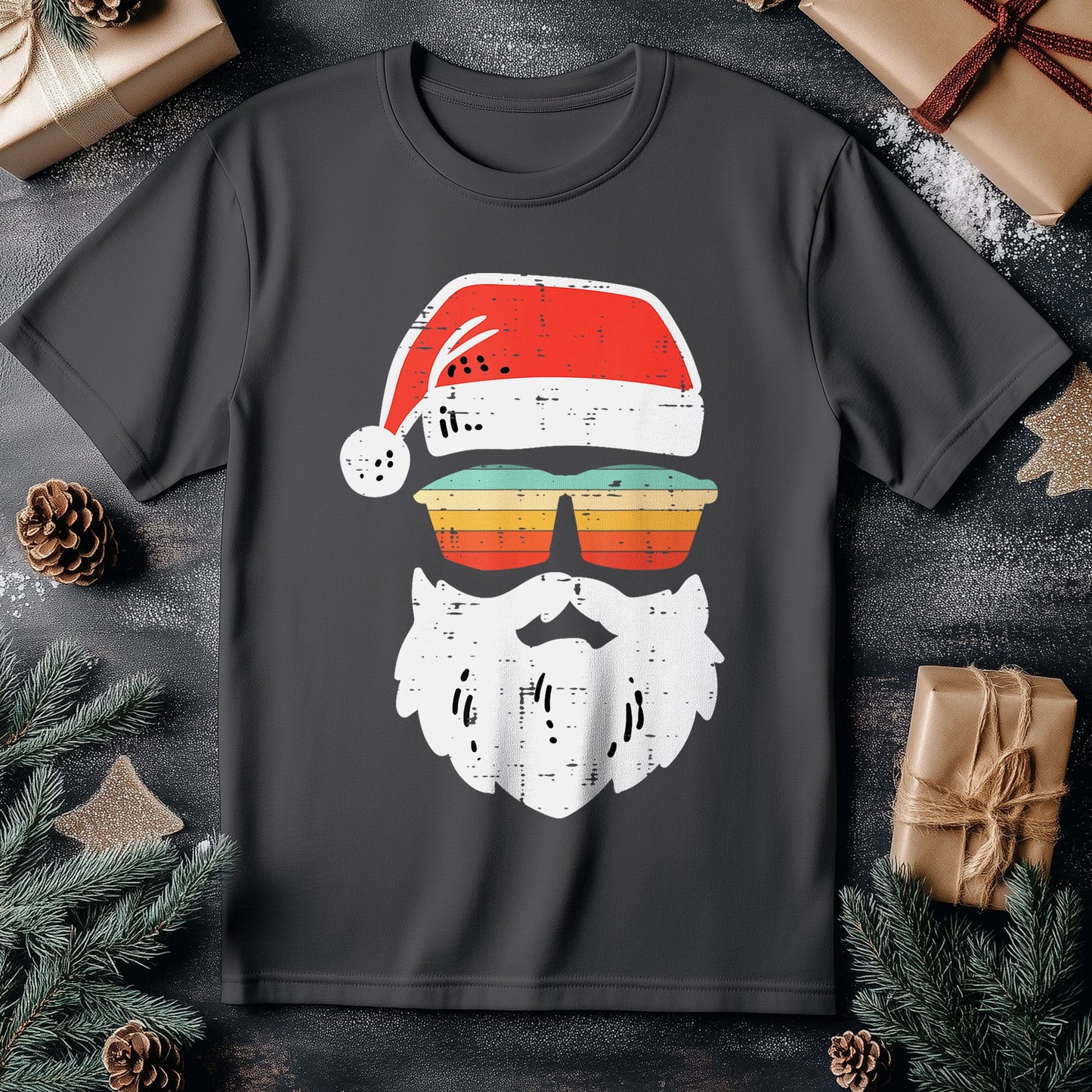 Santa Face Retro Sunglasses T-Shirt