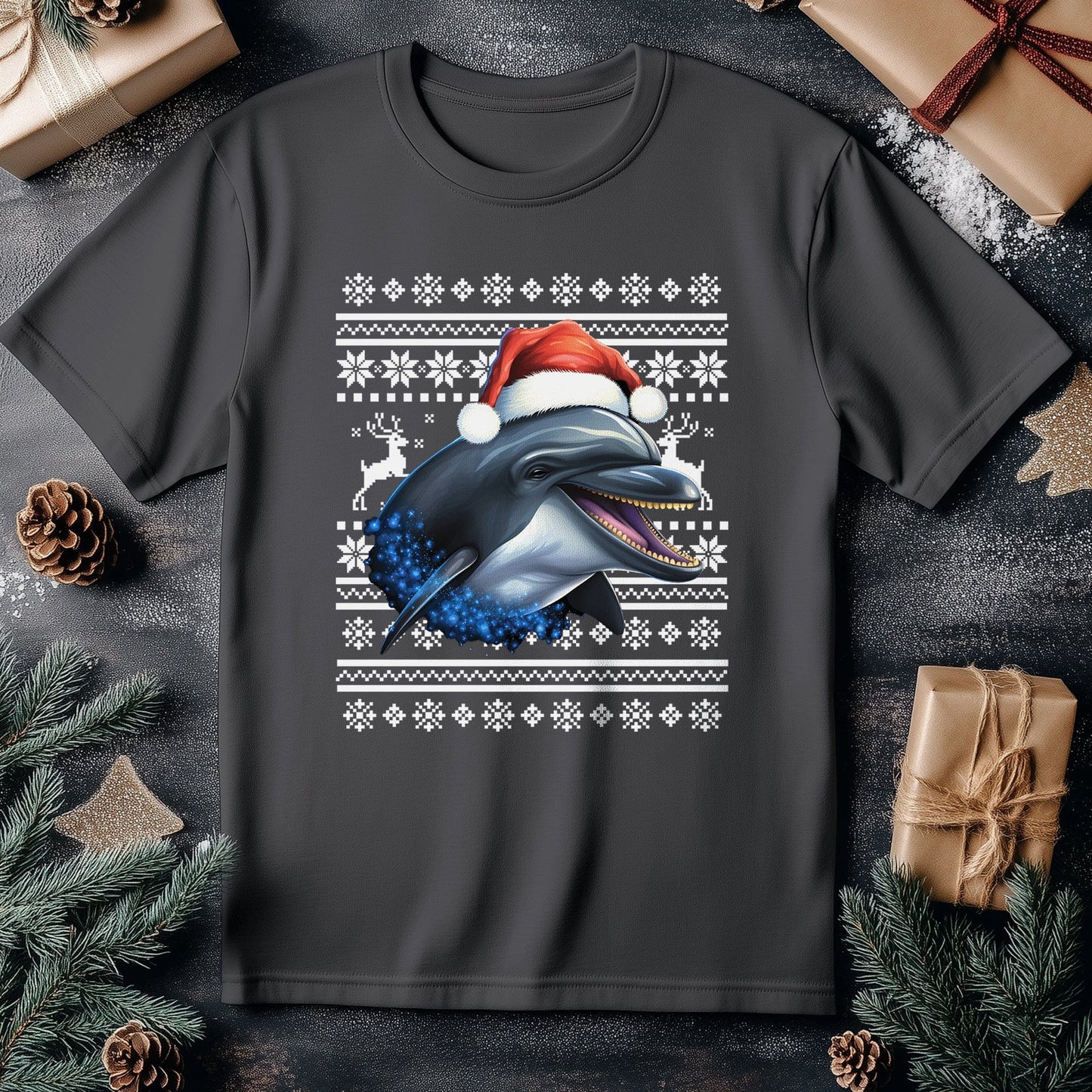 Dolphin in a Santa Hat T-Shirt -