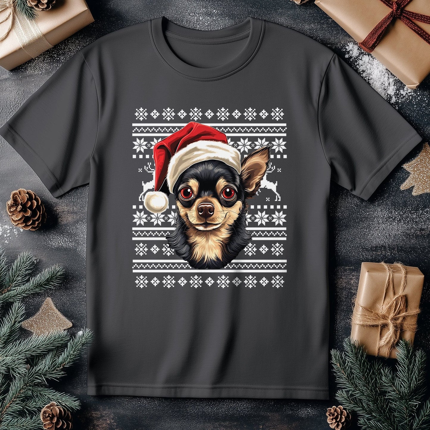 Chihuahua in Santa Hat T-Shirt -