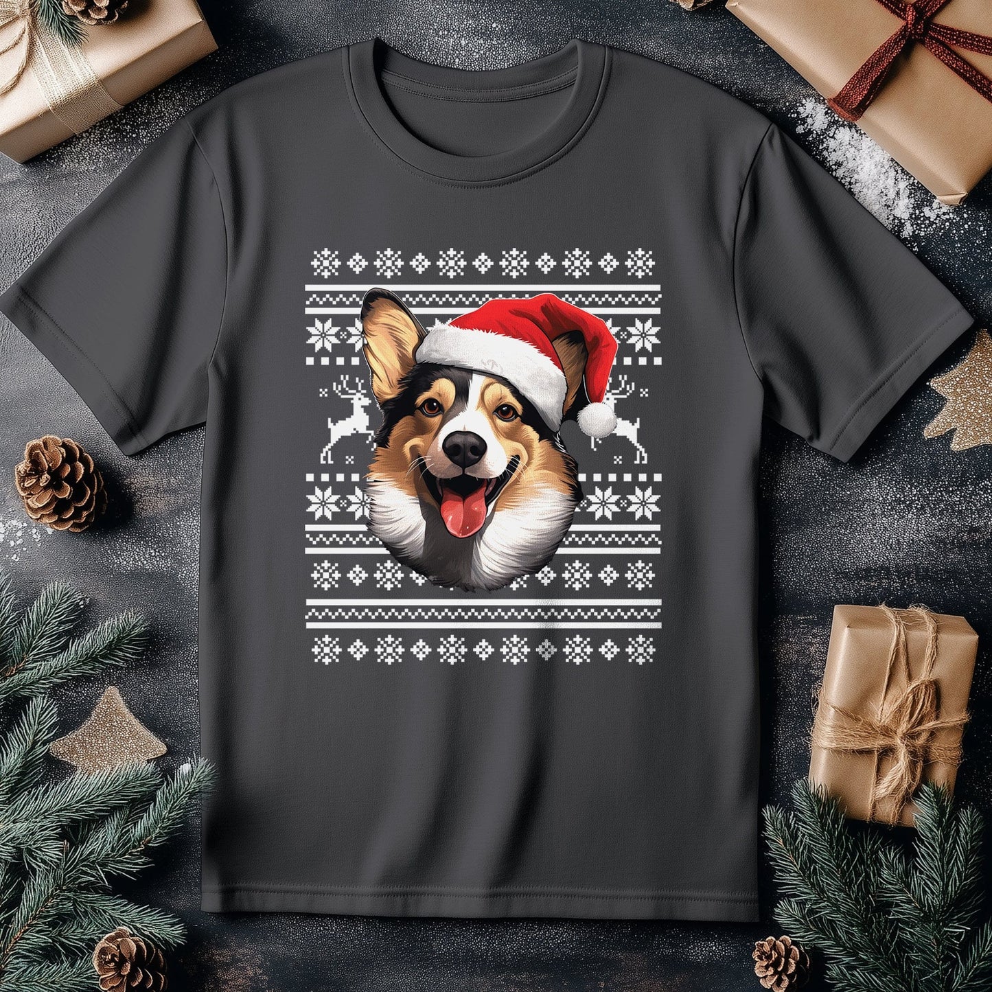Corgi in a Santa Hat T-shirt -