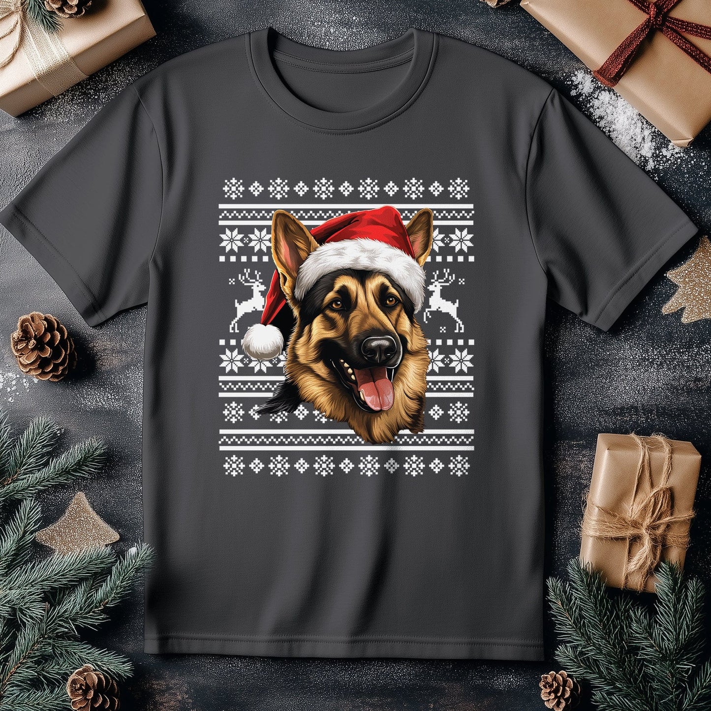 German Shepherd Santa Hat T-shirt ‚Äì
