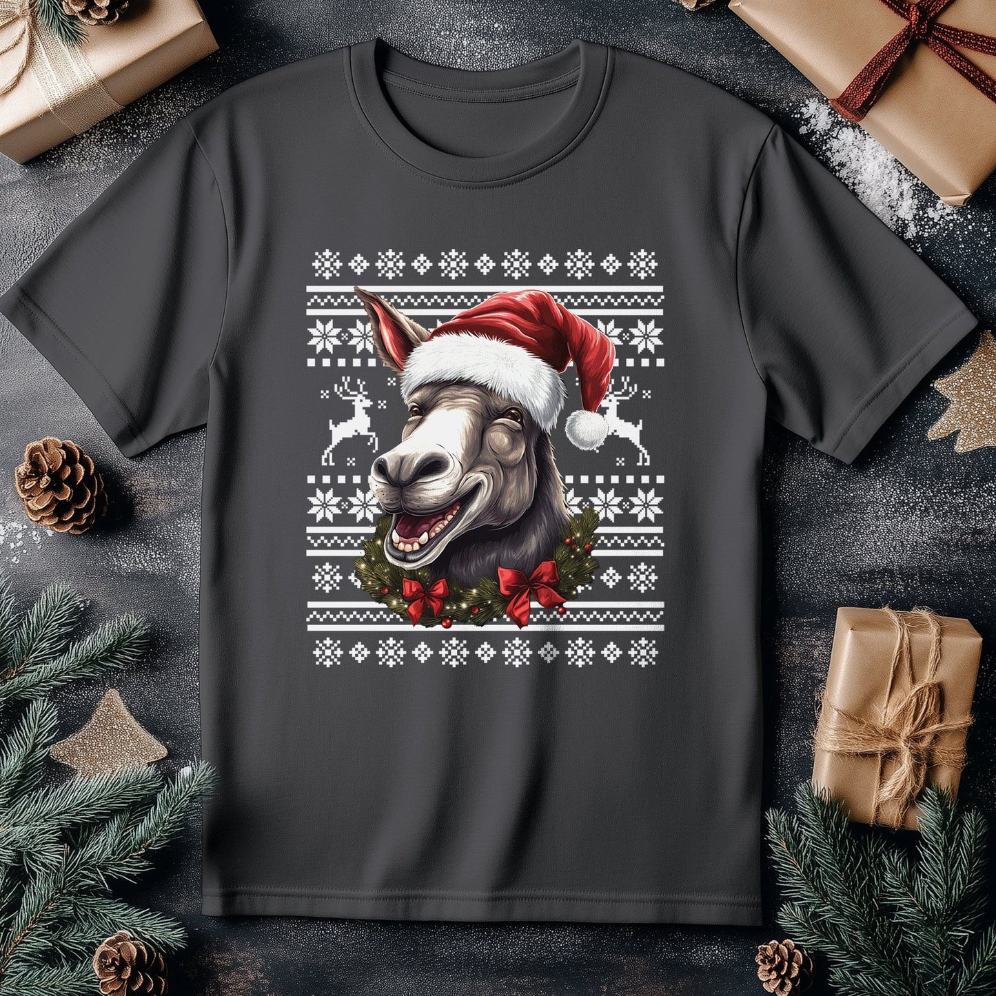Donkey Jackass Santa Hat T-Shirt -