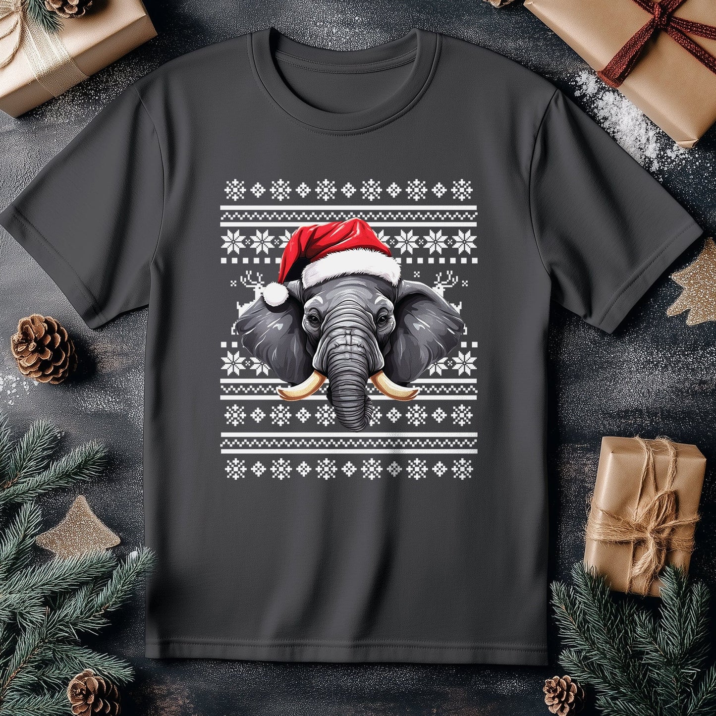 Elephant Santa Hat T-Shirt - Jolly