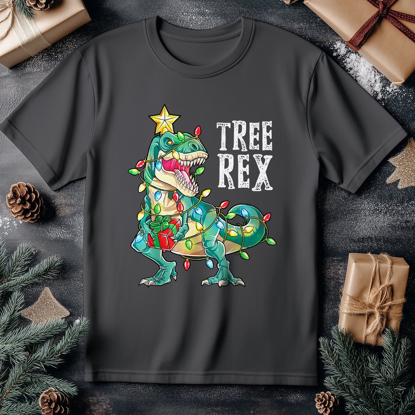 Dinosaur Christmas Tree Rex T-Shirt