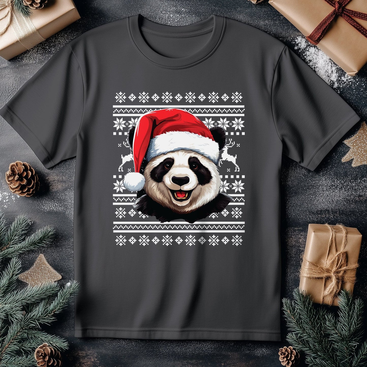 Christmas Panda Santa Hat T-Shirt -