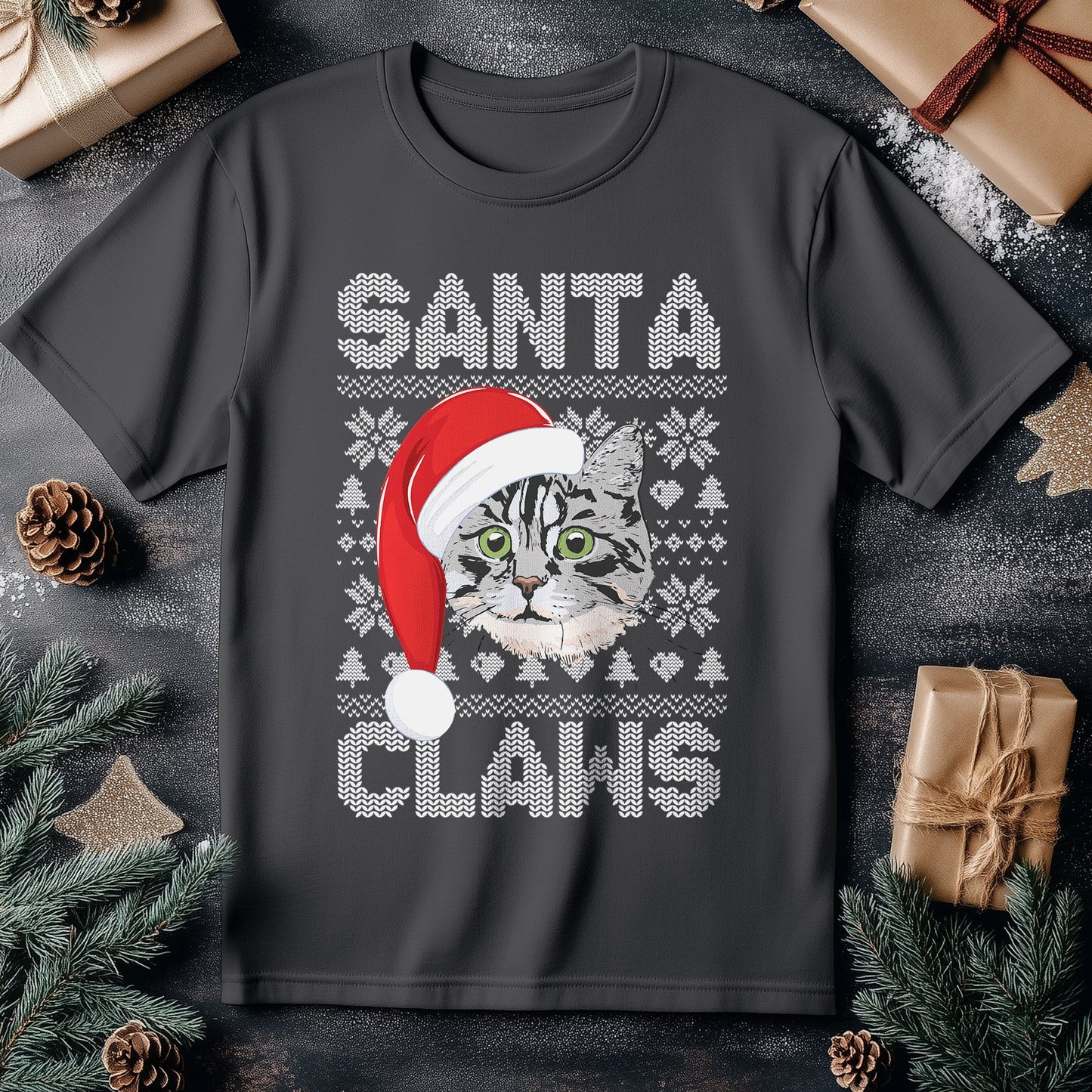 Santa Claws Cat T-Shirt - Meowy