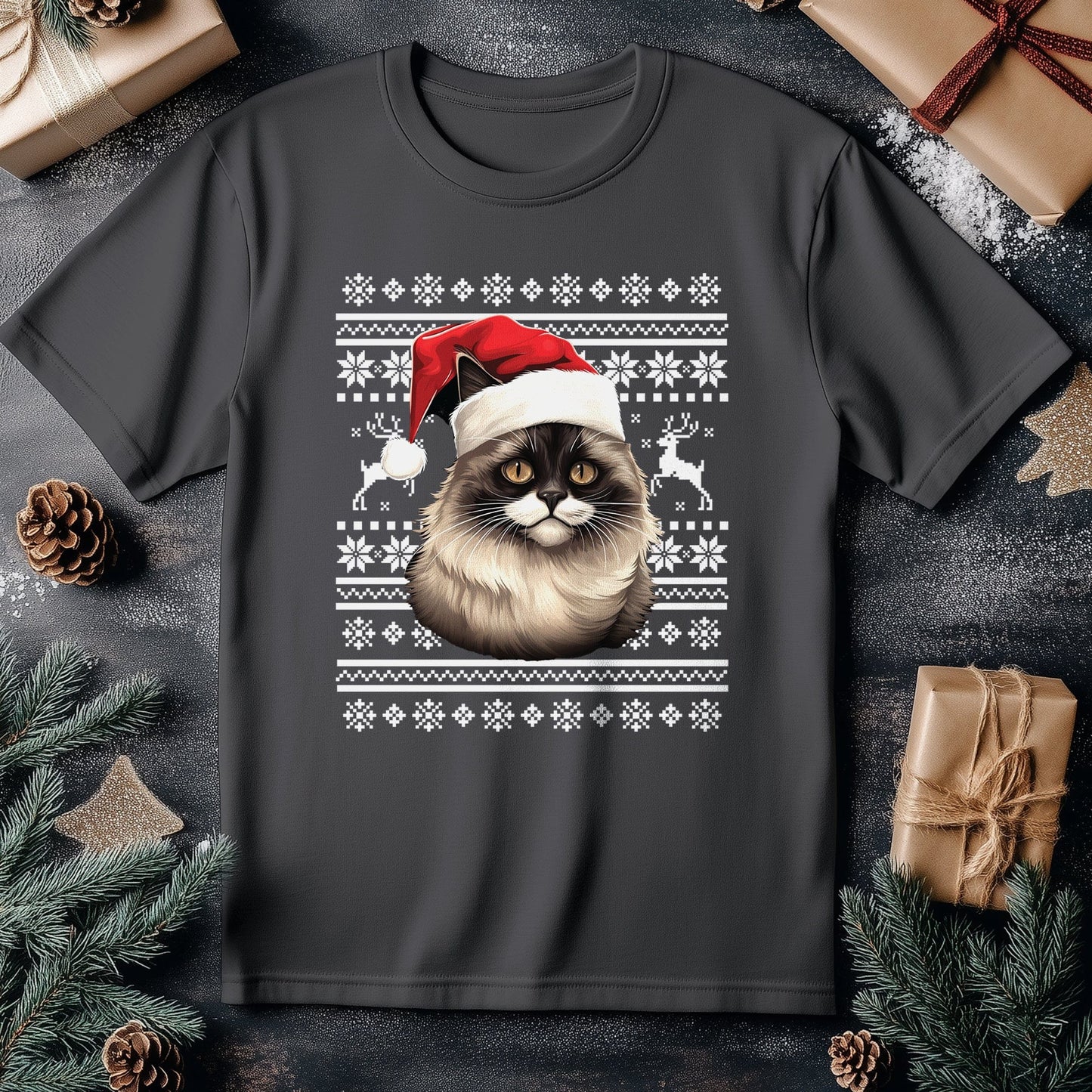Birman Cat Santa Hat T-Shirt -