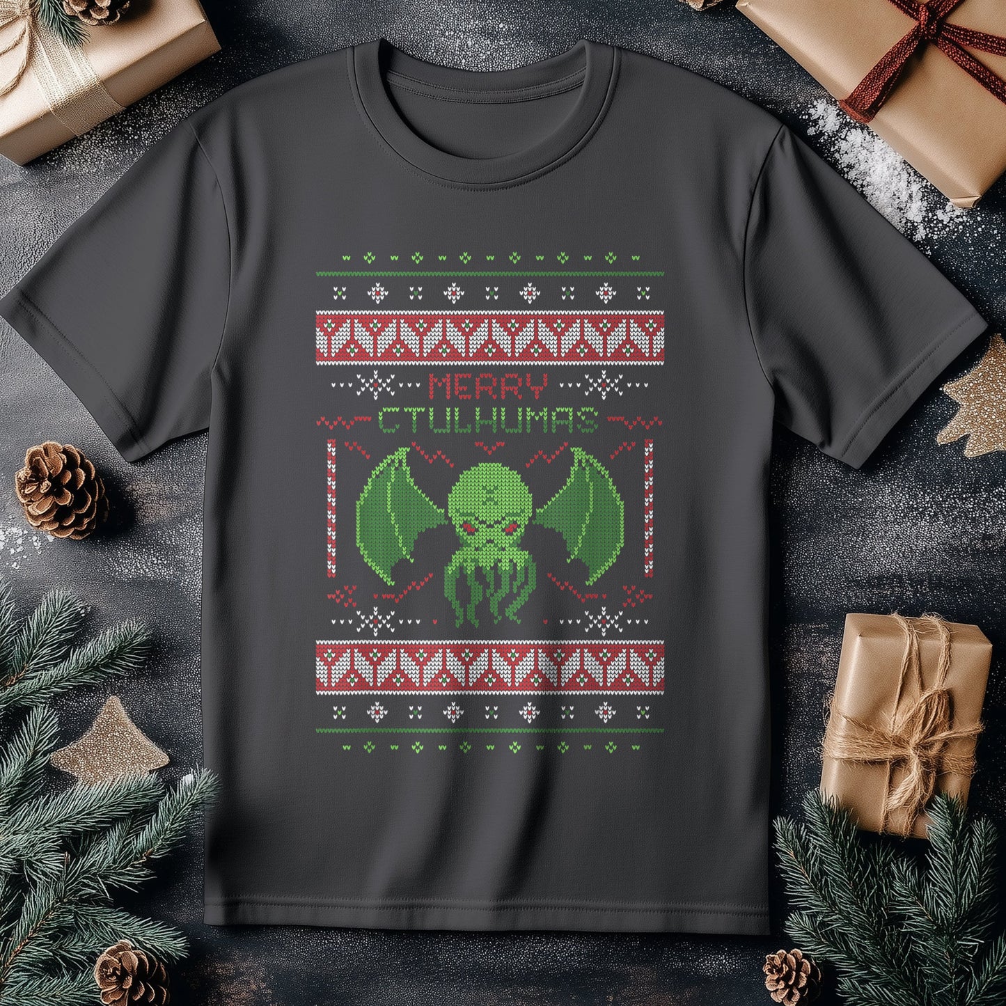 Merry Cthulhumas T-Shirt - Festively