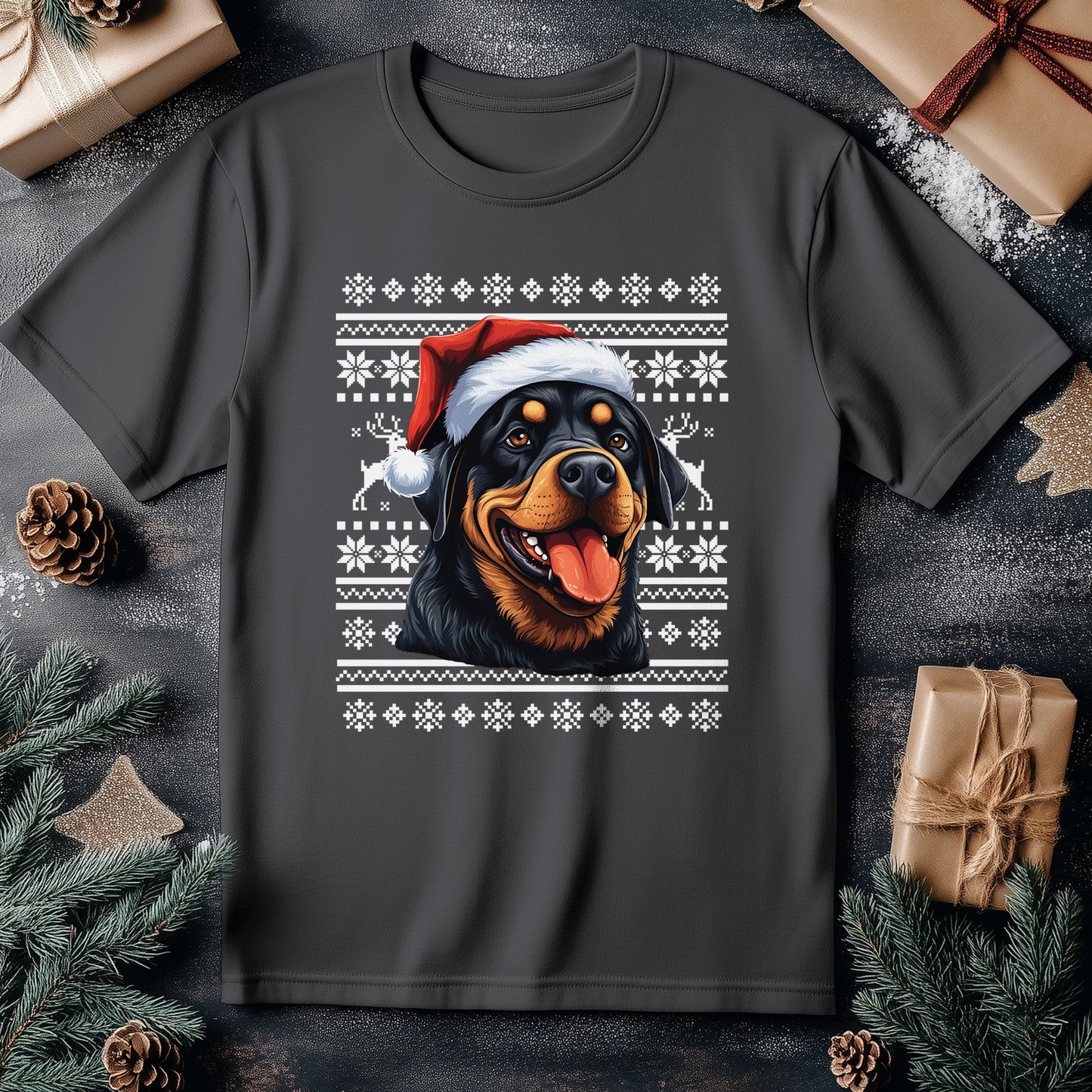 Rottweiler in Santa Hat T-shirt -