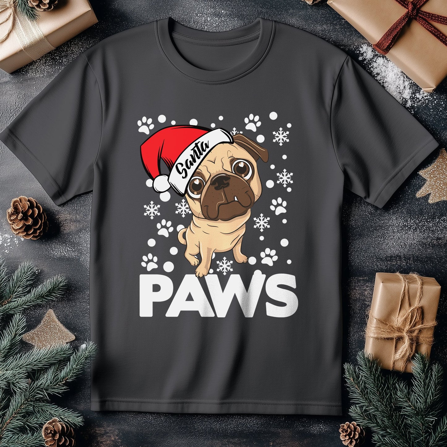 Santa Paws Pug Dog t-shirt -