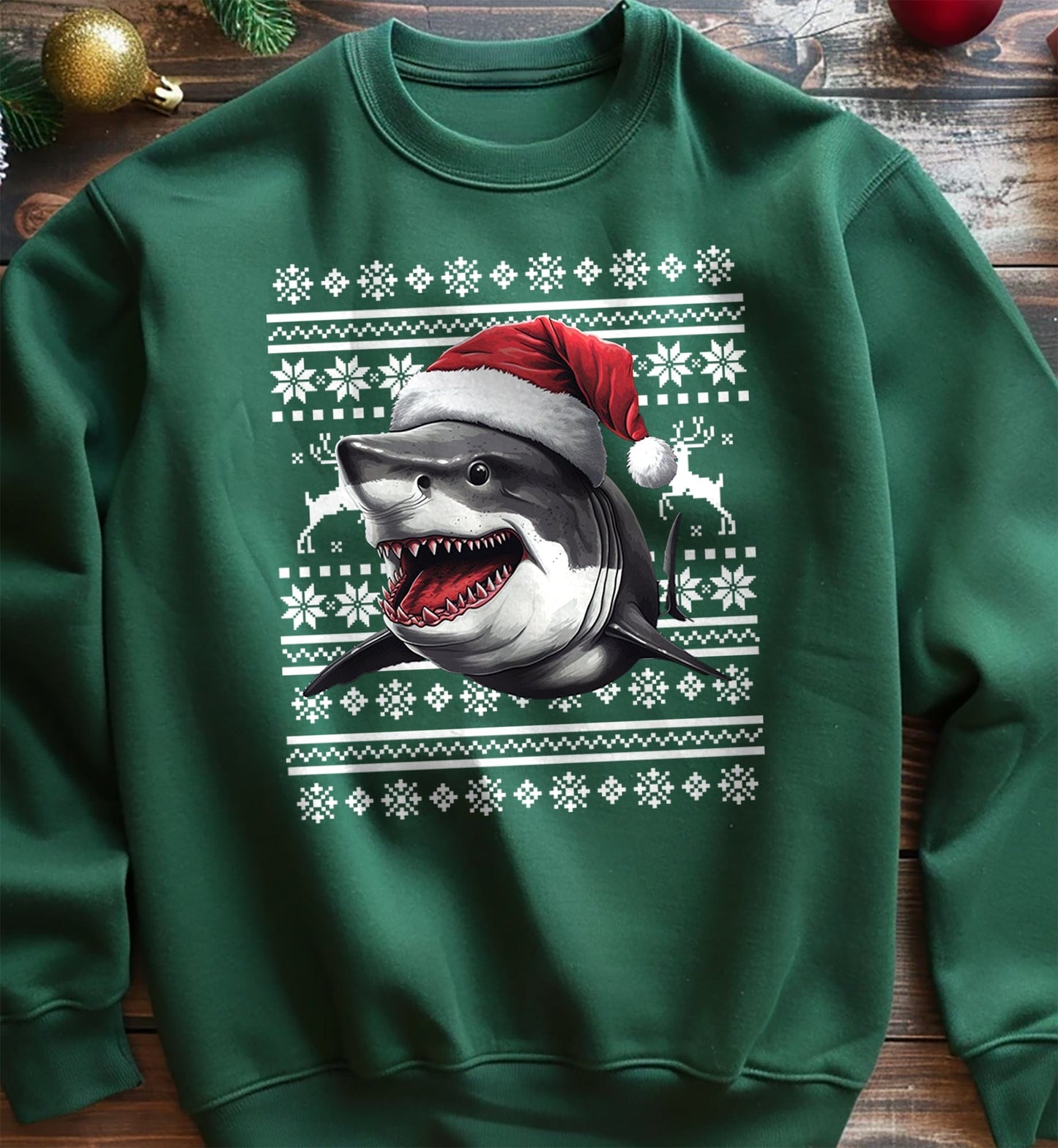 Great White Shark in Santa Hat Sweatshirt