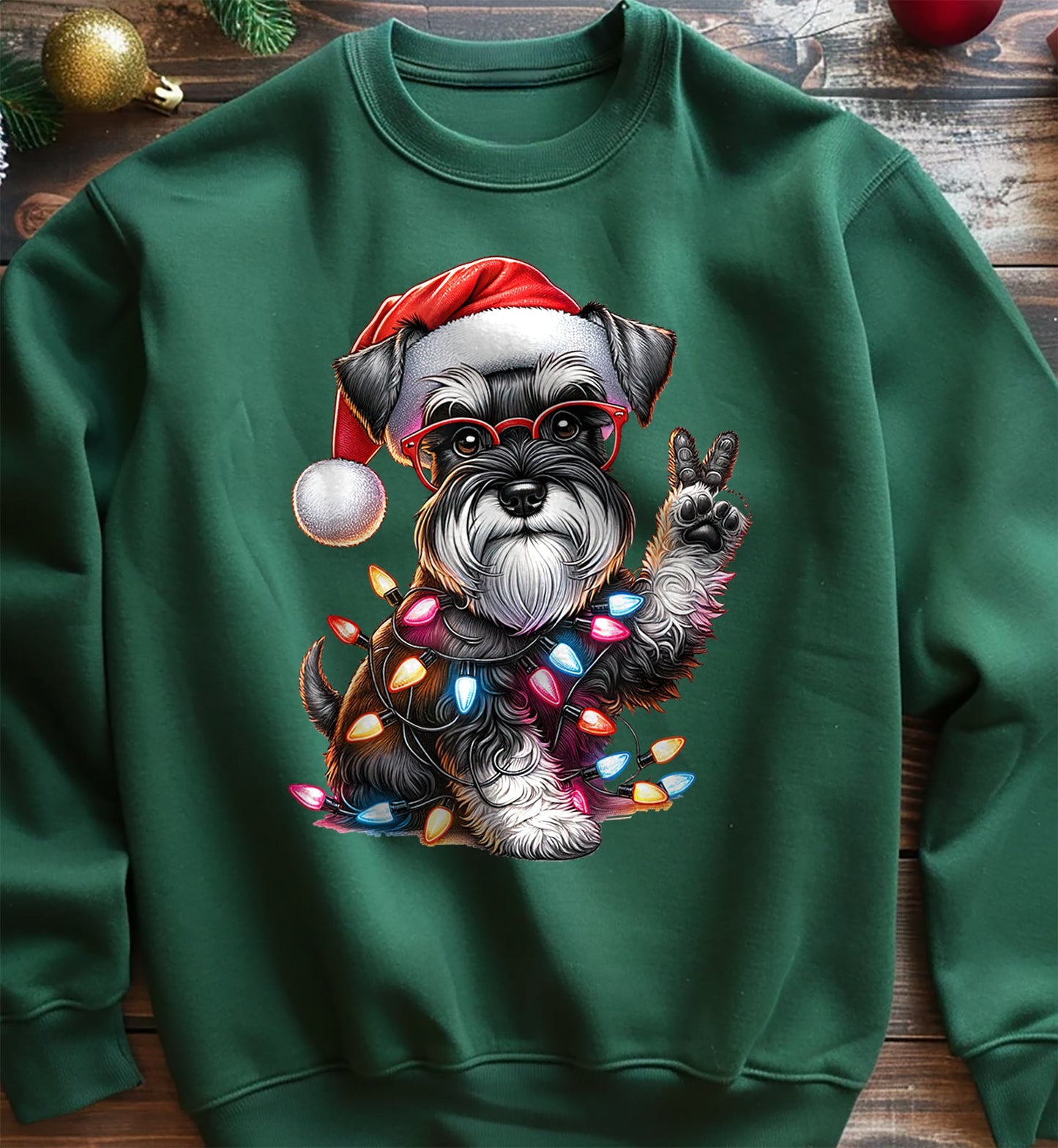 Peace Hand Miniature Schnauzer Santa Sweatshirt