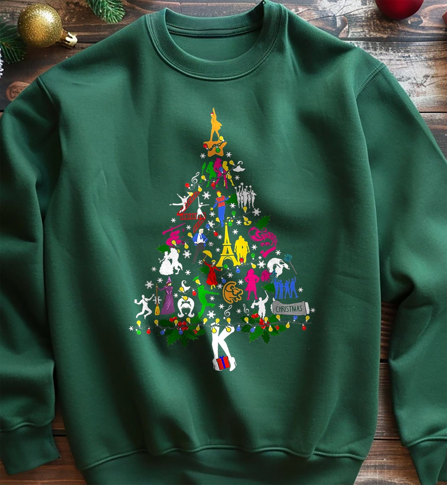 Broadway Musical Theatre Christmas Tree Sweatshirt