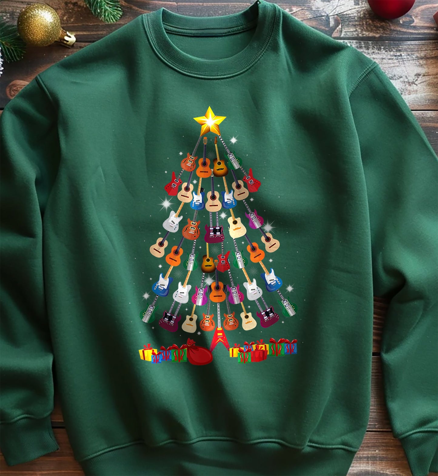 Jingle Bells & Rock 'n' Roll: Guitar Christmas Tree Sweatshirt