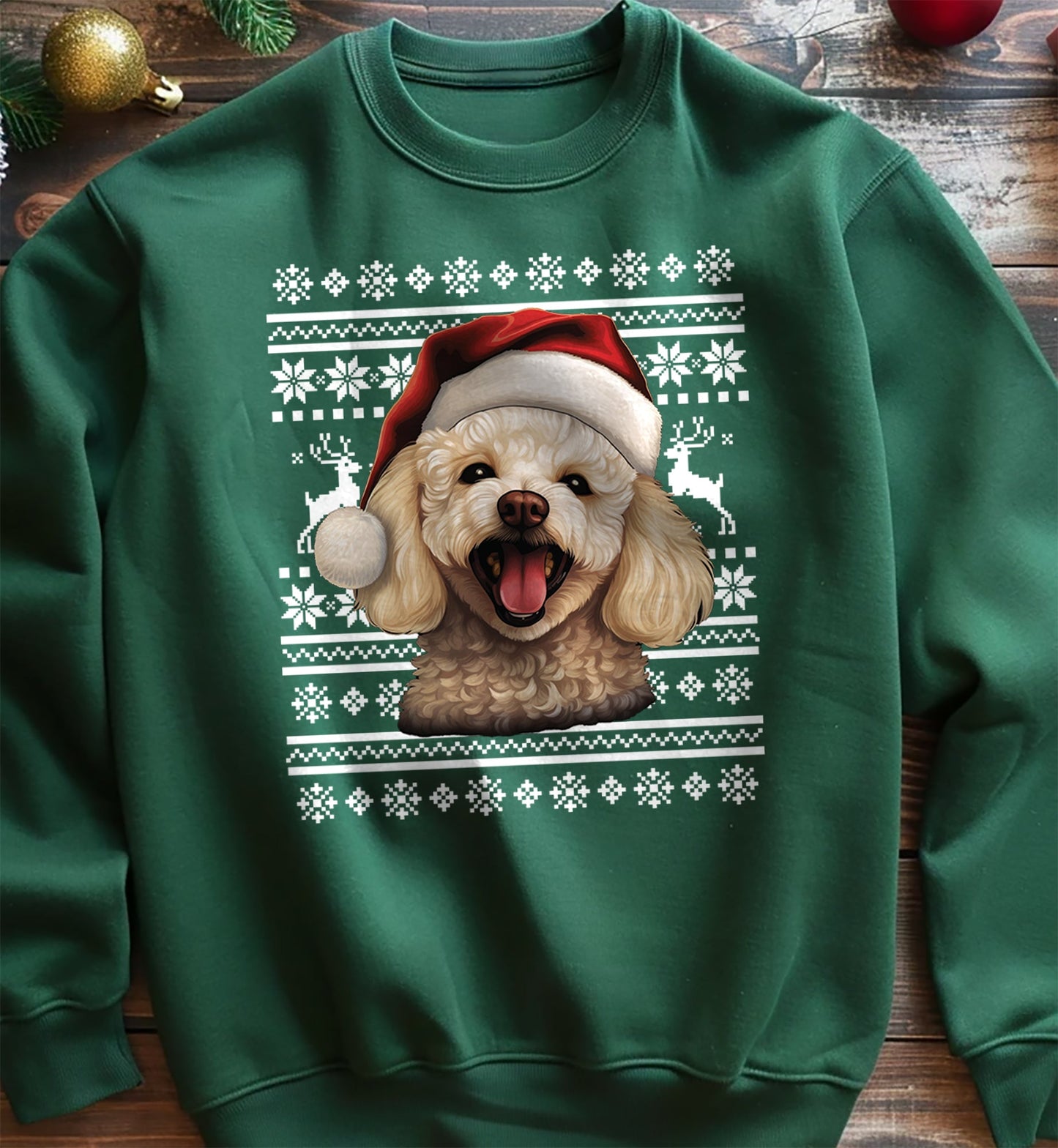 Poodle Dog Santa Hat Sweatshirt