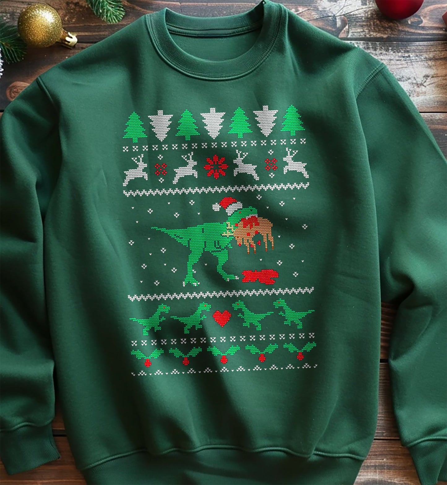T-Rex-Reindeer-Eating Sweatshirt
