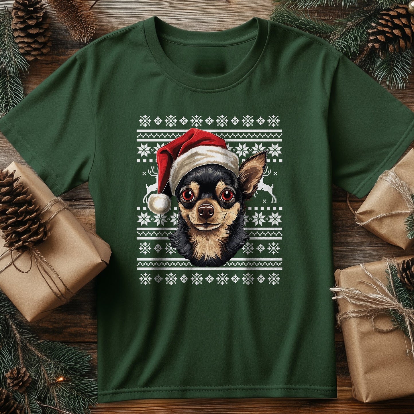 Chihuahua in Santa Hat T-Shirt -
