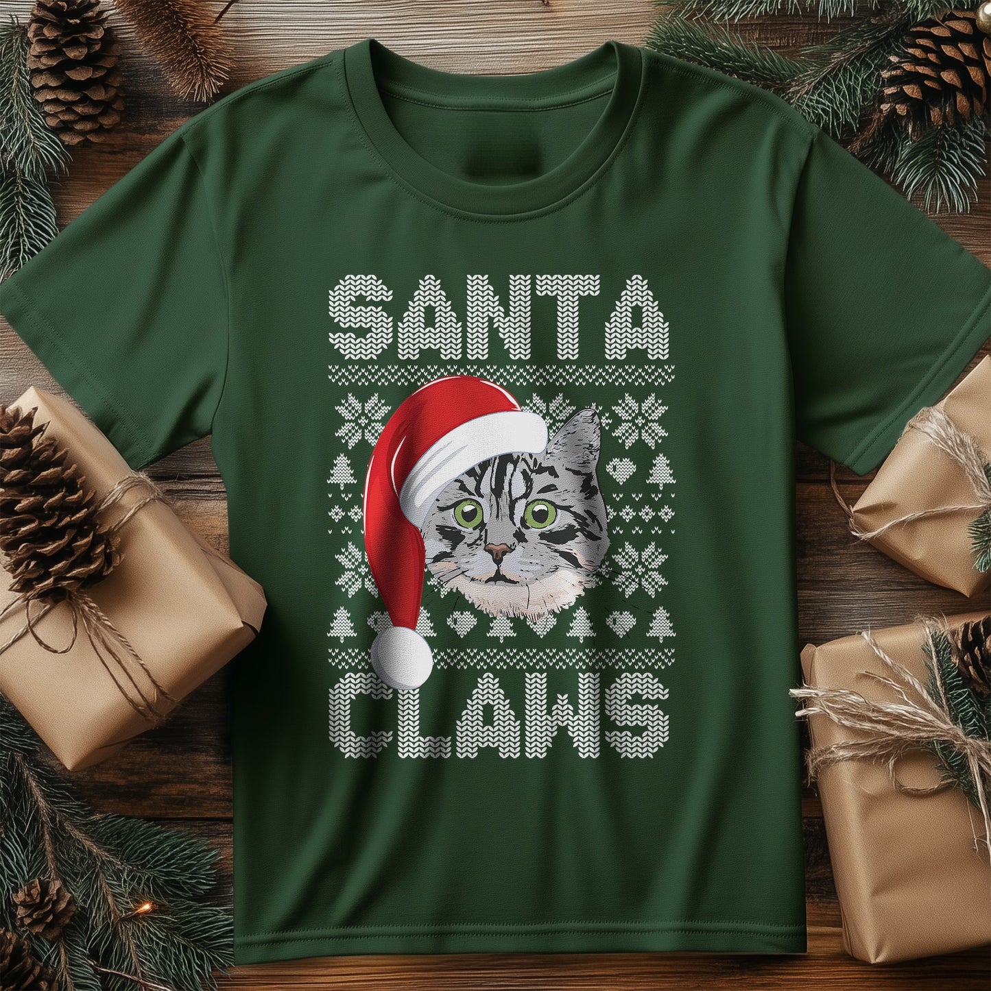Santa Claws Cat T-Shirt - Meowy