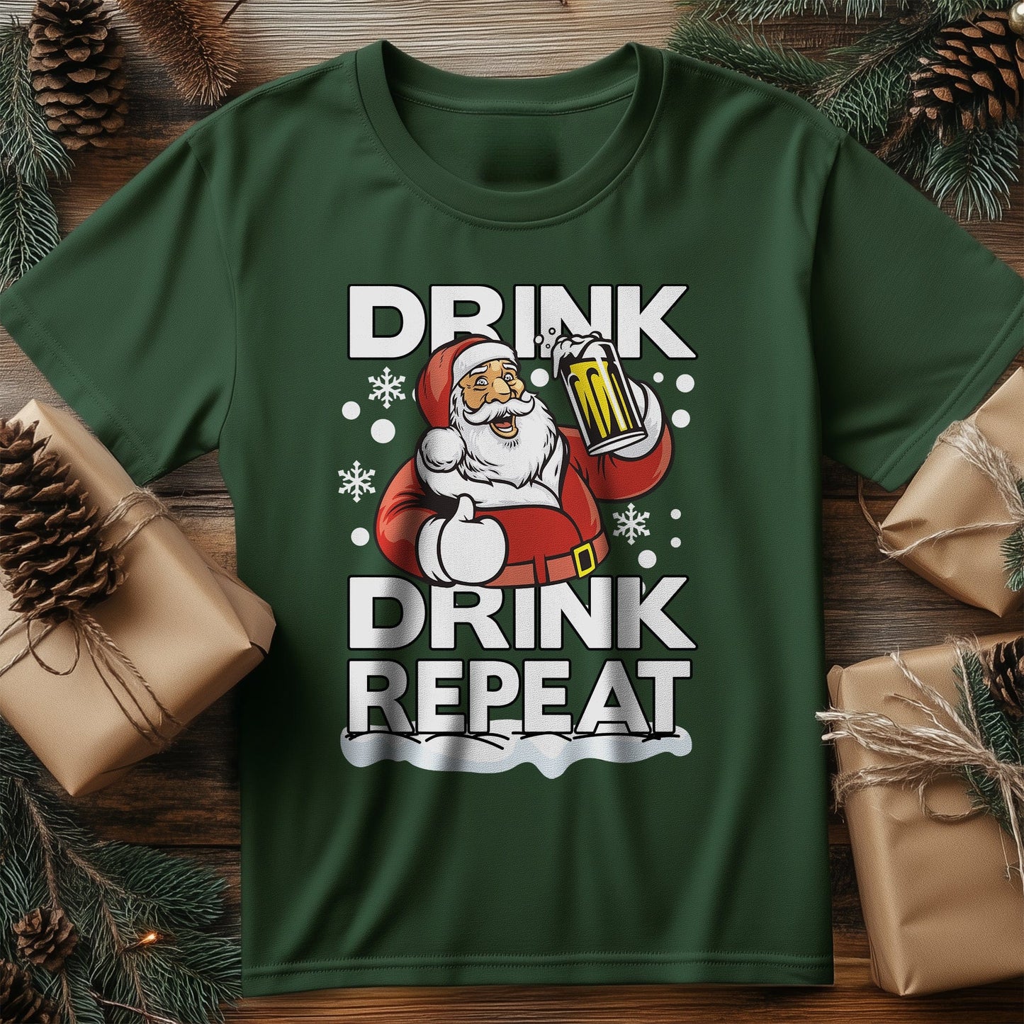 Drink Drink Repeat Santa T-Shirt -