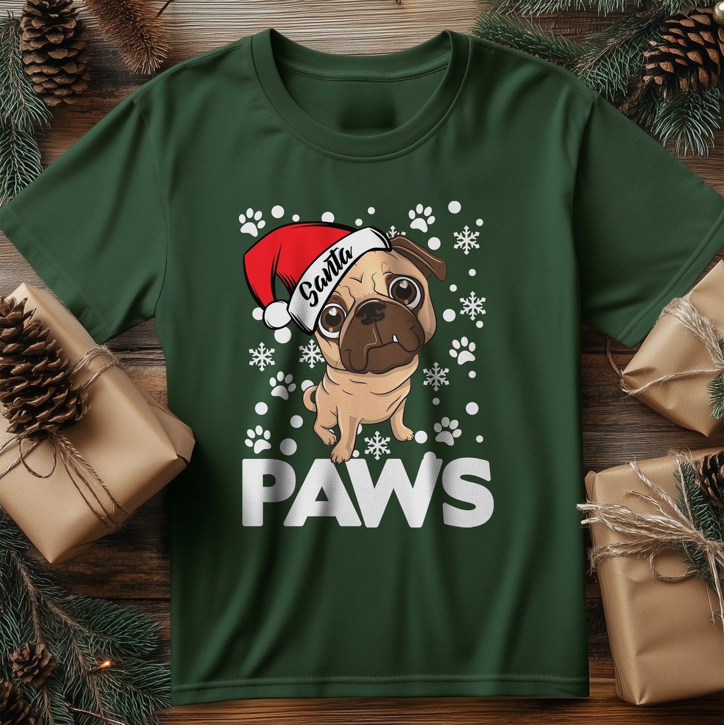 Santa Paws Pug Dog t-shirt -