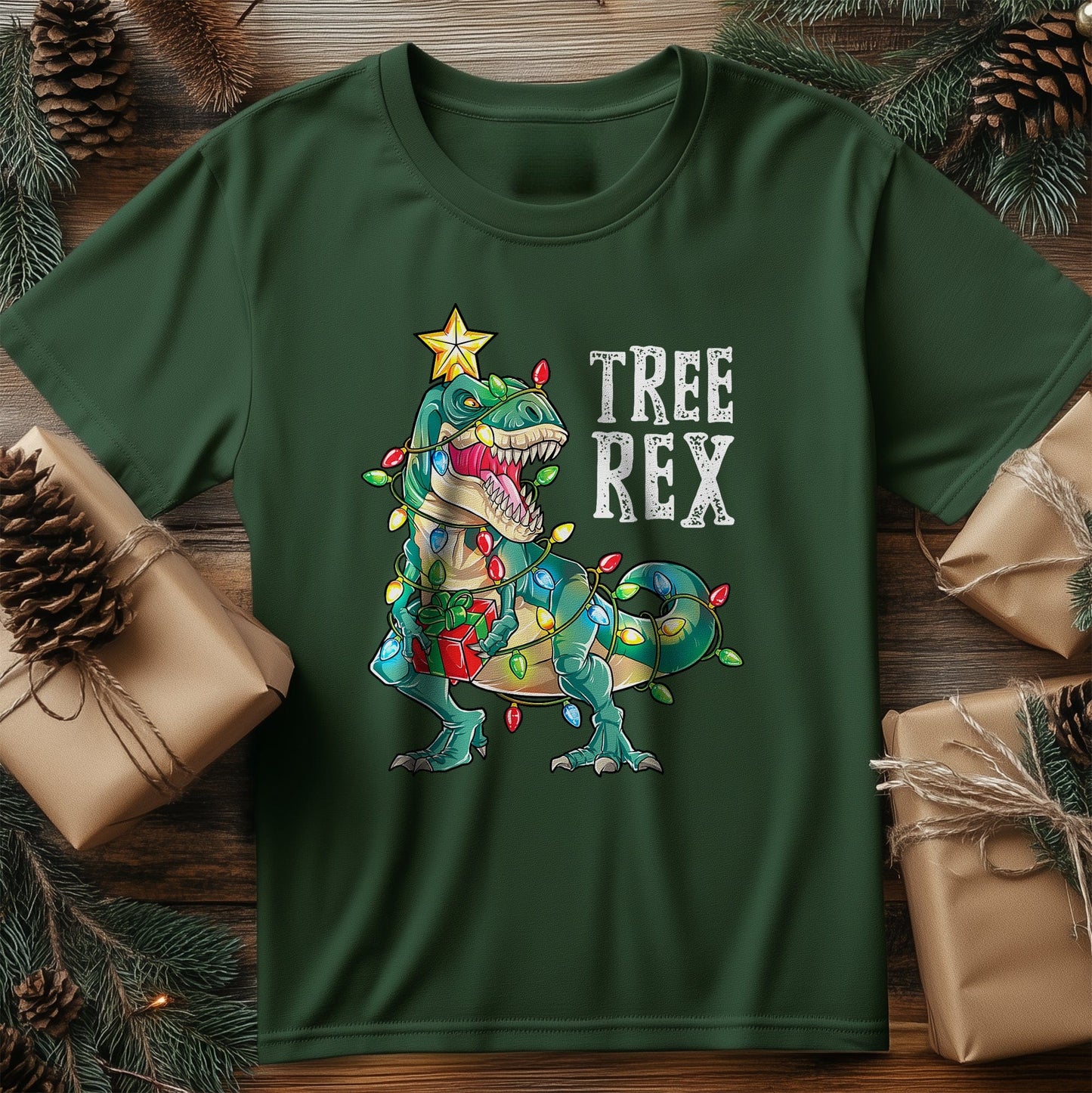 Dinosaur Christmas Tree Rex T-Shirt