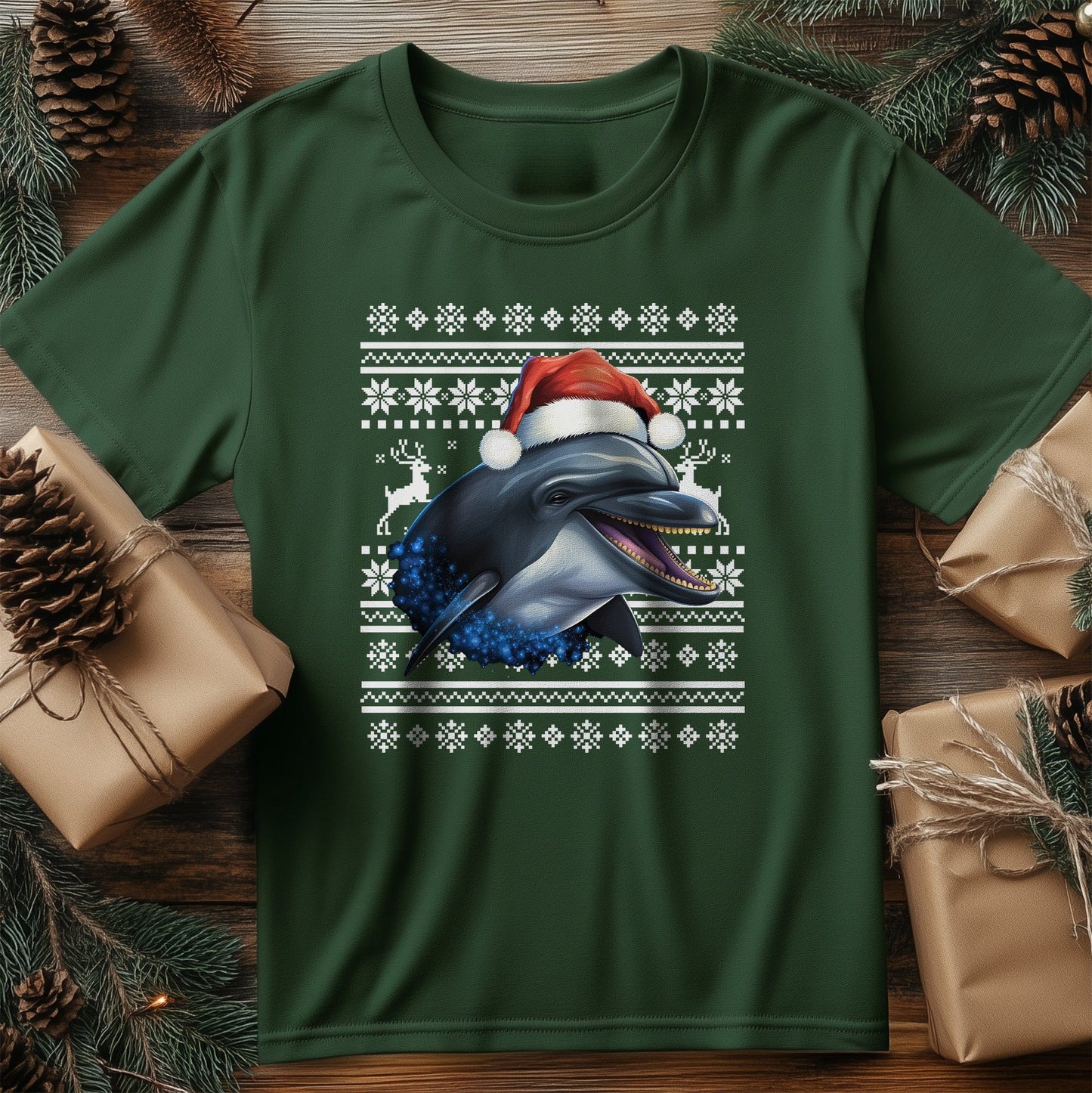 Dolphin in a Santa Hat T-Shirt -