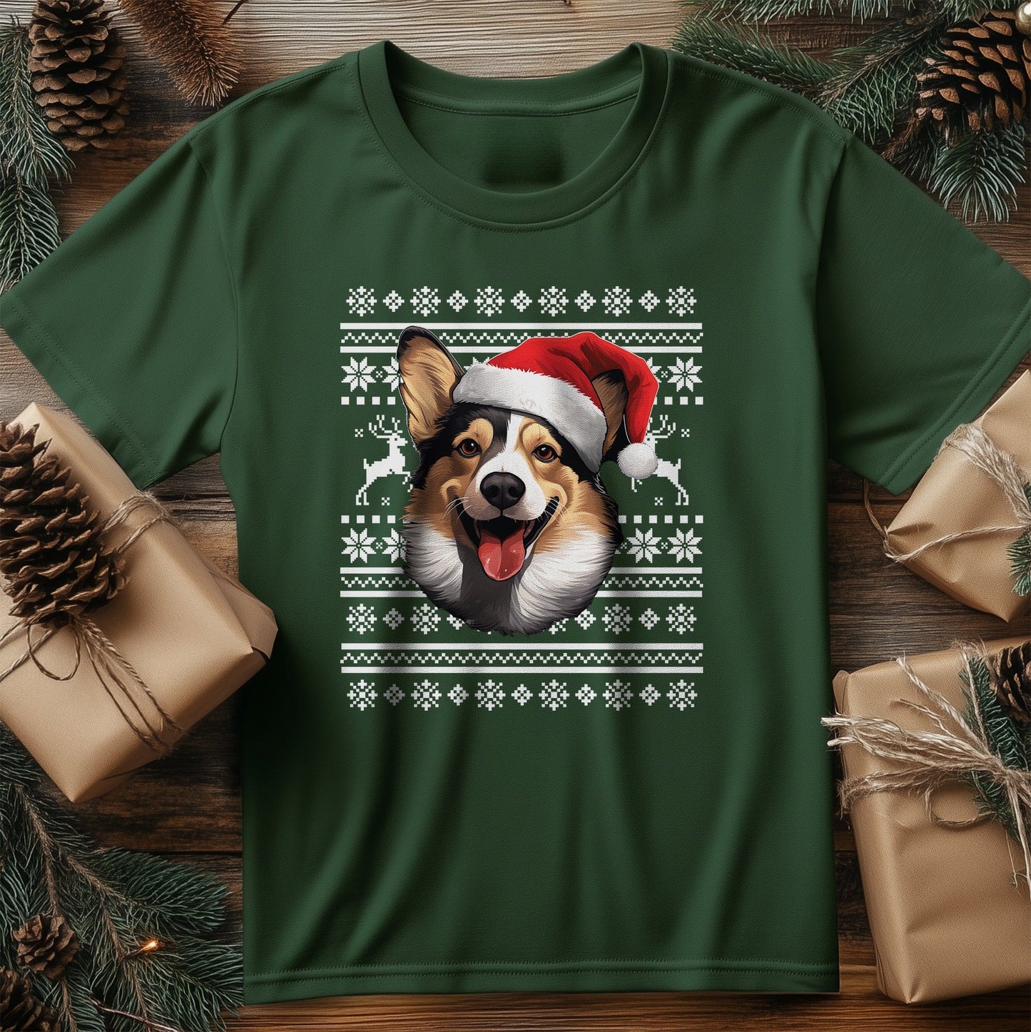 Corgi in a Santa Hat T-shirt -