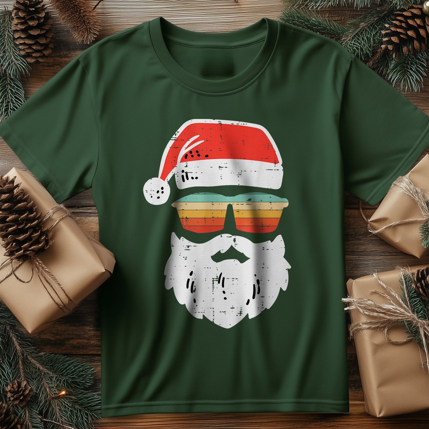 Santa Face Retro Sunglasses T-Shirt